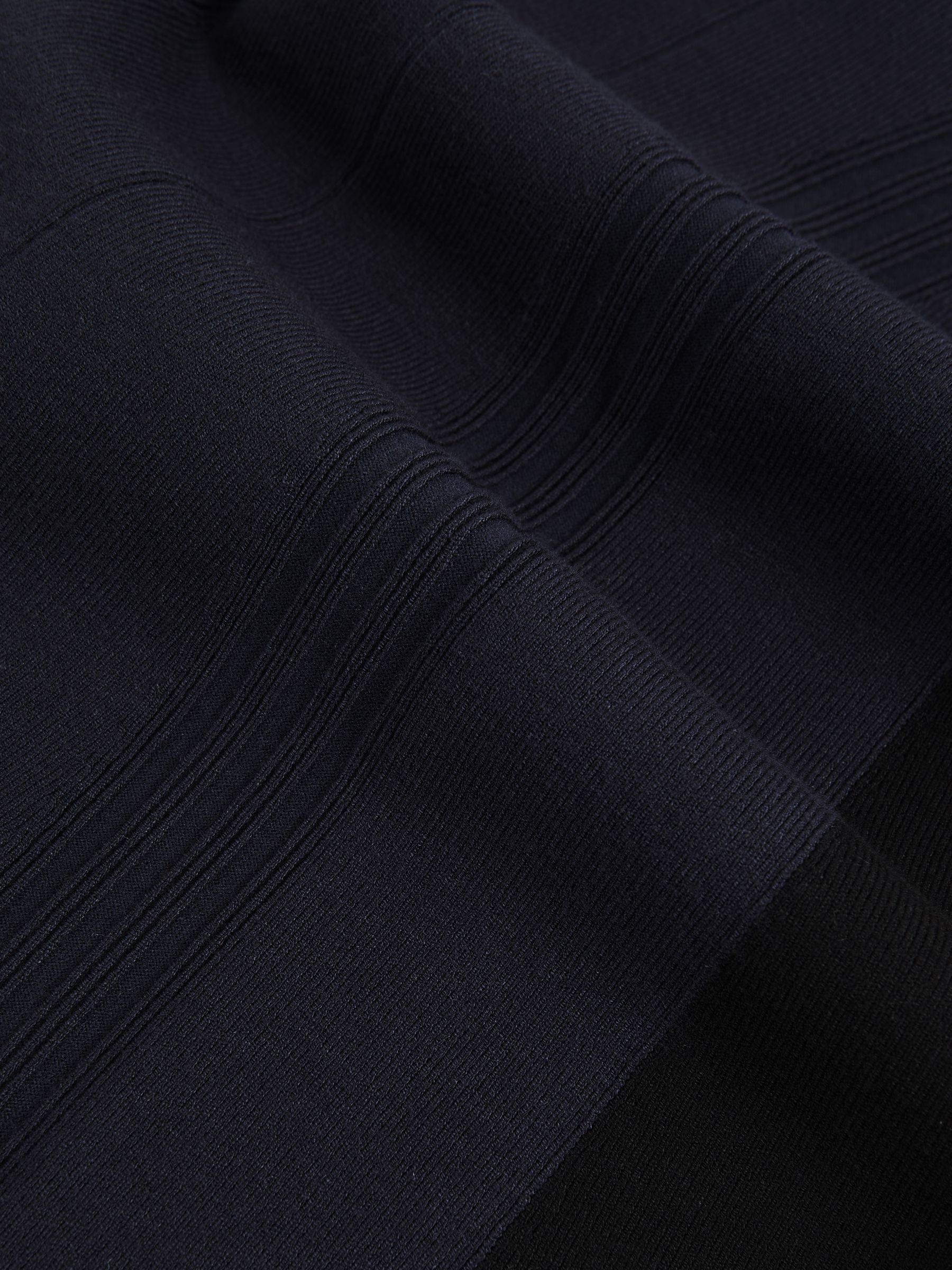 Knitted Contrast-Panel Midi Dress in Navy/Black