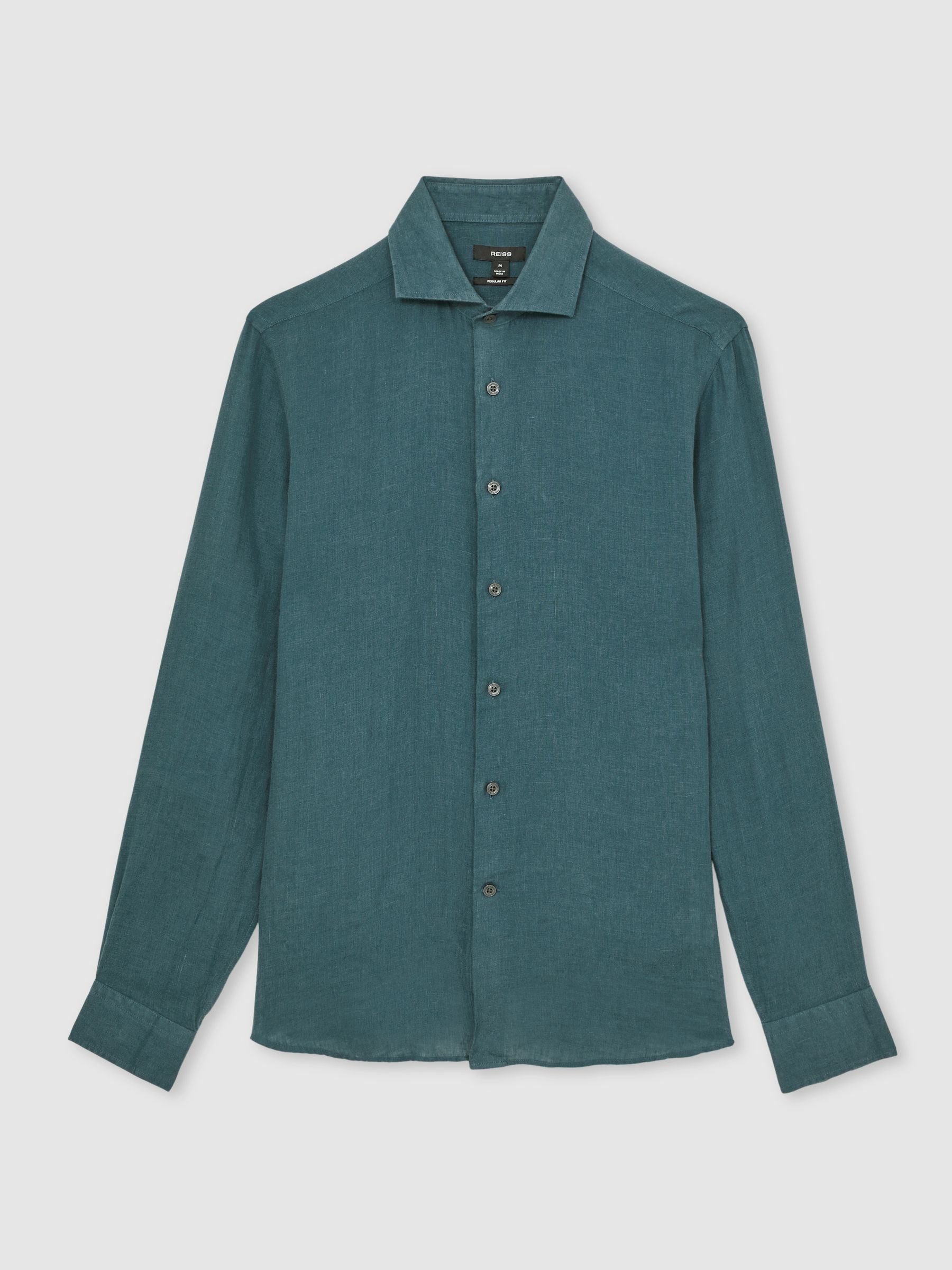Linen Cutaway-Collar Shirt in Orion Blue
