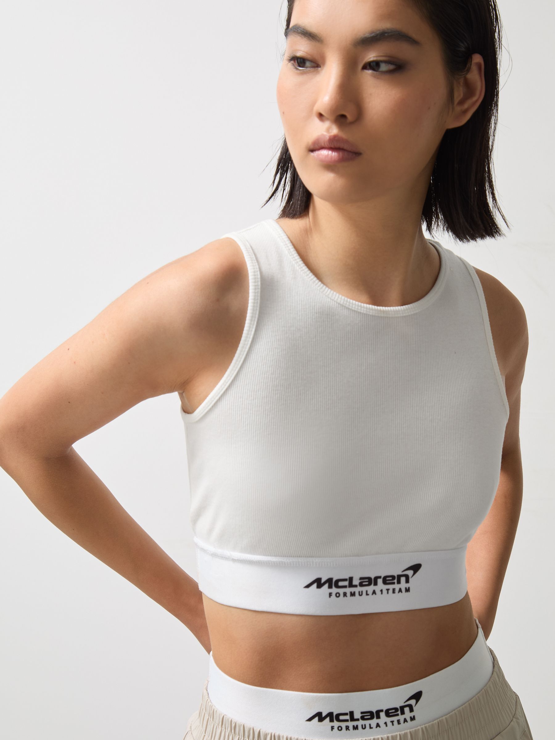 McLaren F1 Team Ribbed Cropped Vest in White