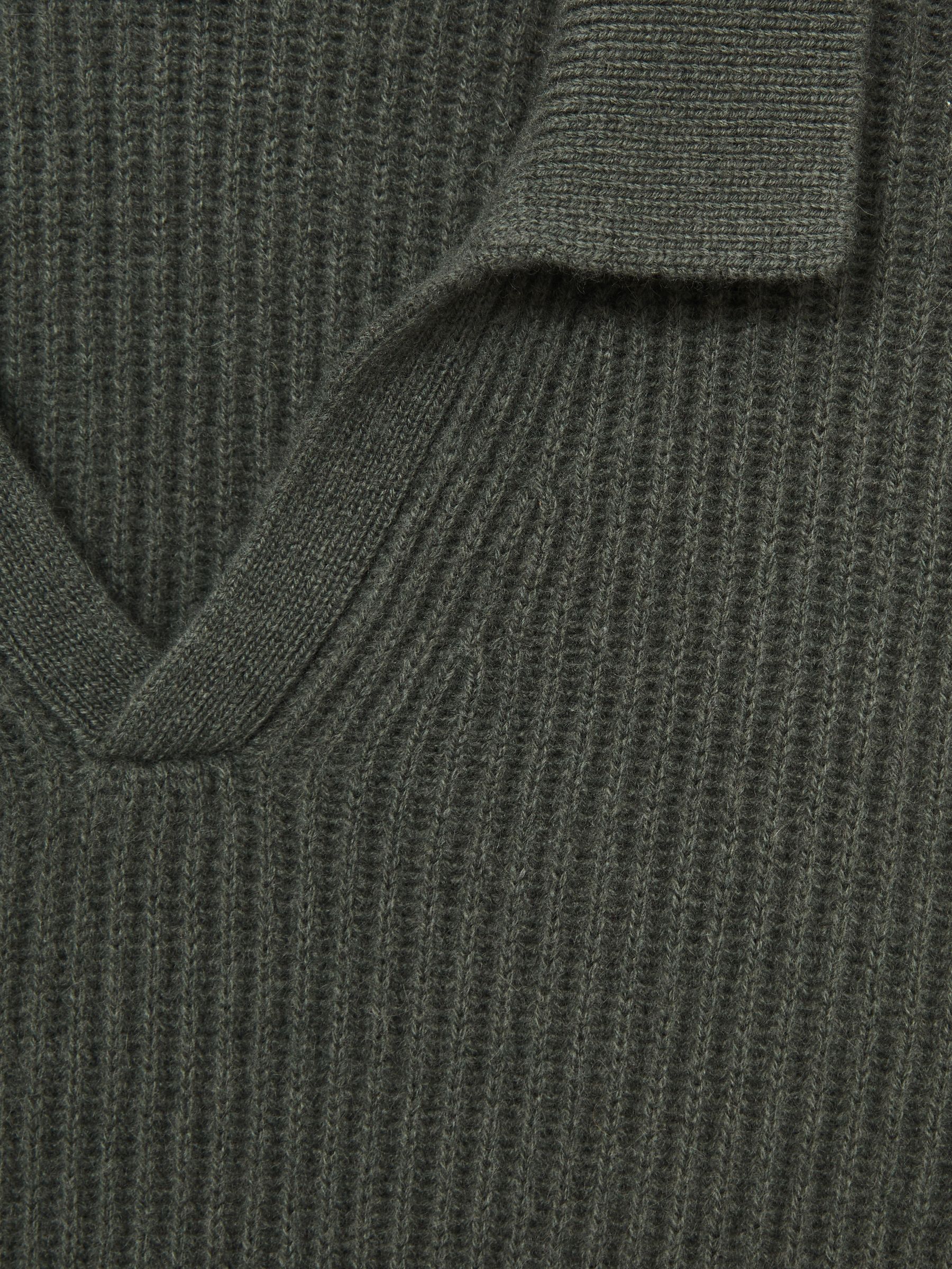 Atelier Ribbed-Cashmere Polo Shirt in Military Green