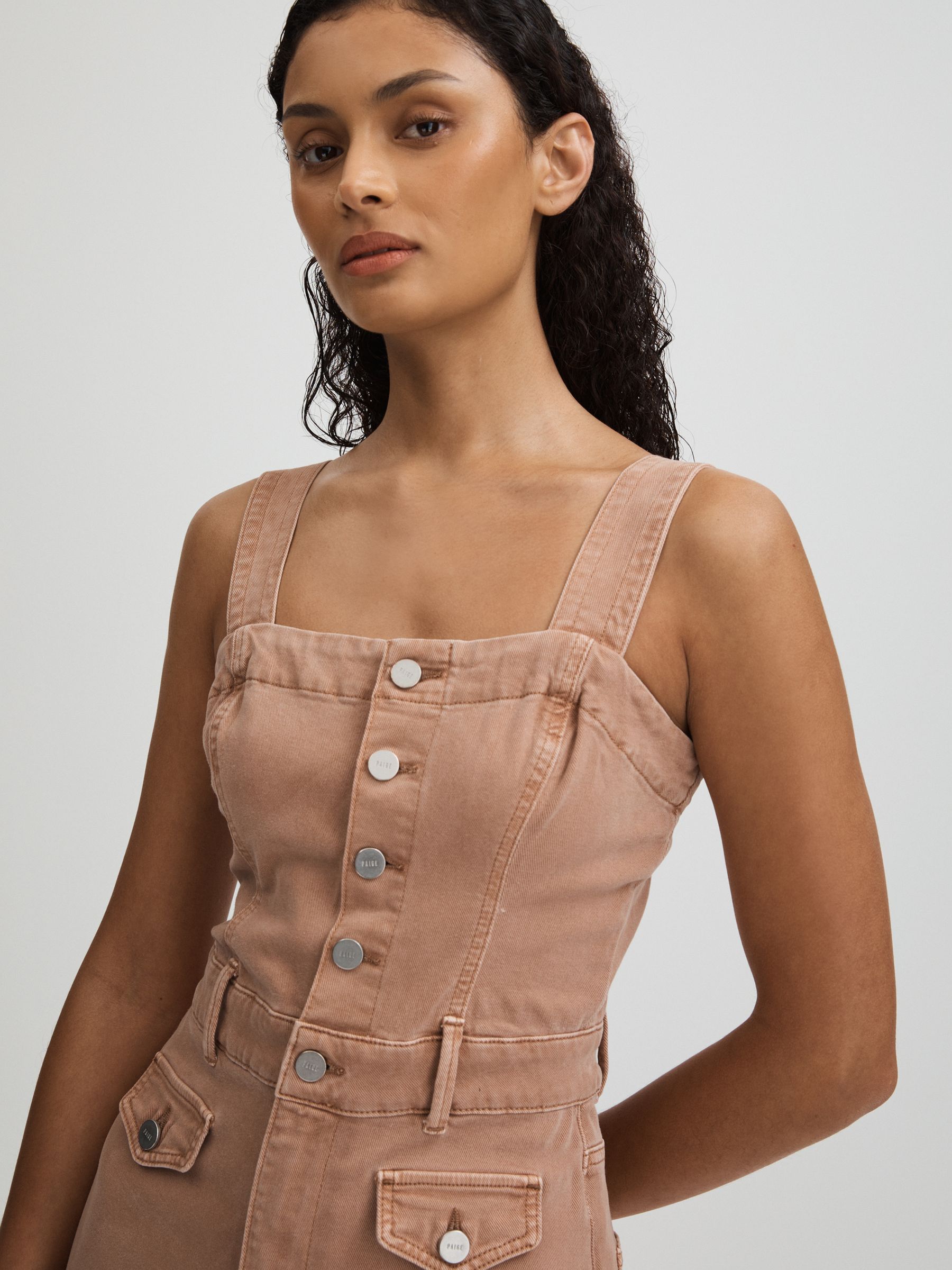 Anessa Rose Paige Rose Cropped Denim Wide Leg Jumpsuit