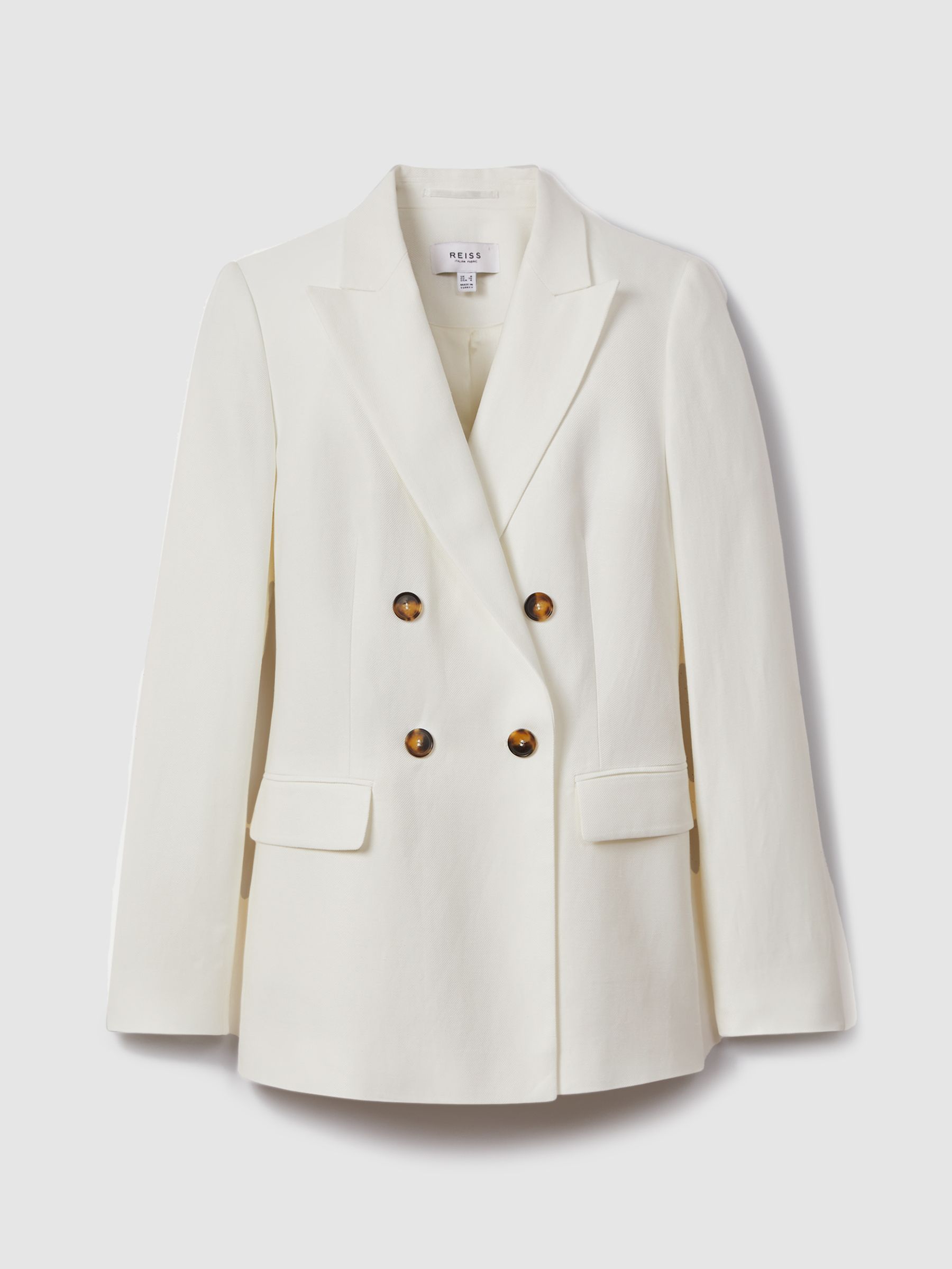 Viscose-Linen Double Breasted Suit Blazer in White