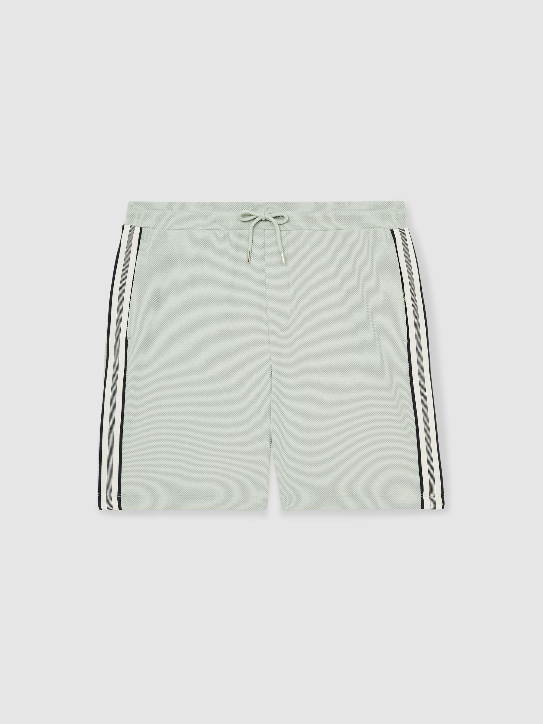 Textured Tape Drawstring Shorts in Sage Green