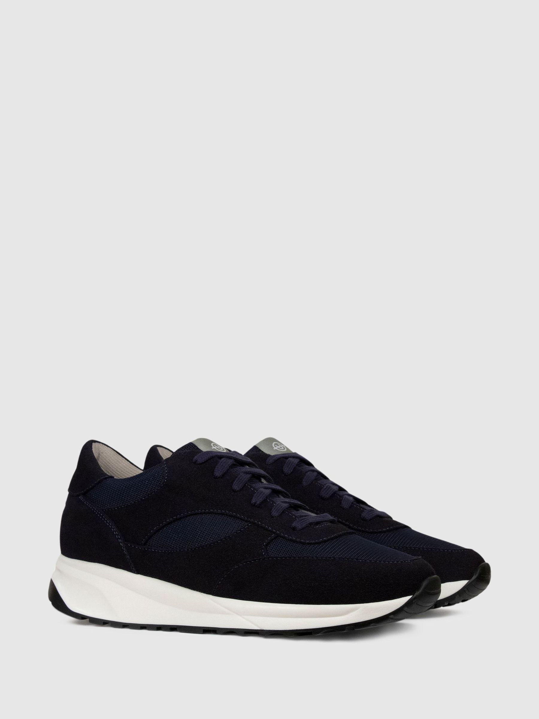 Unseen Footwear Suede and Mesh Rozel Trainers in Navy