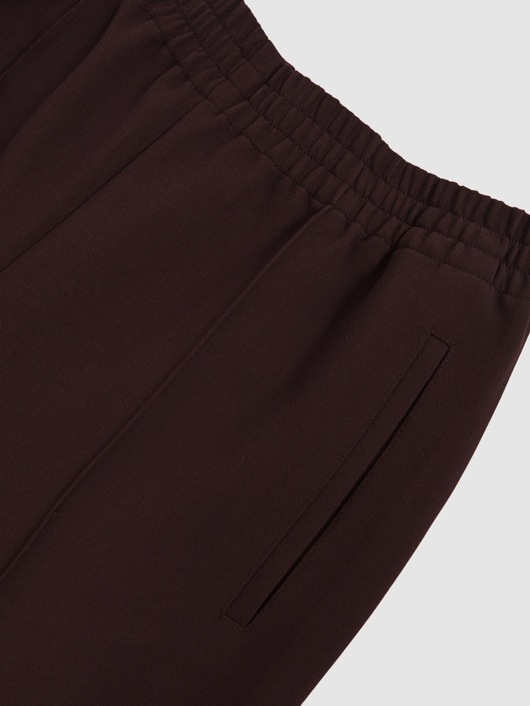 Petite Wide Leg Elasticated Waist Trousers in Burgundy