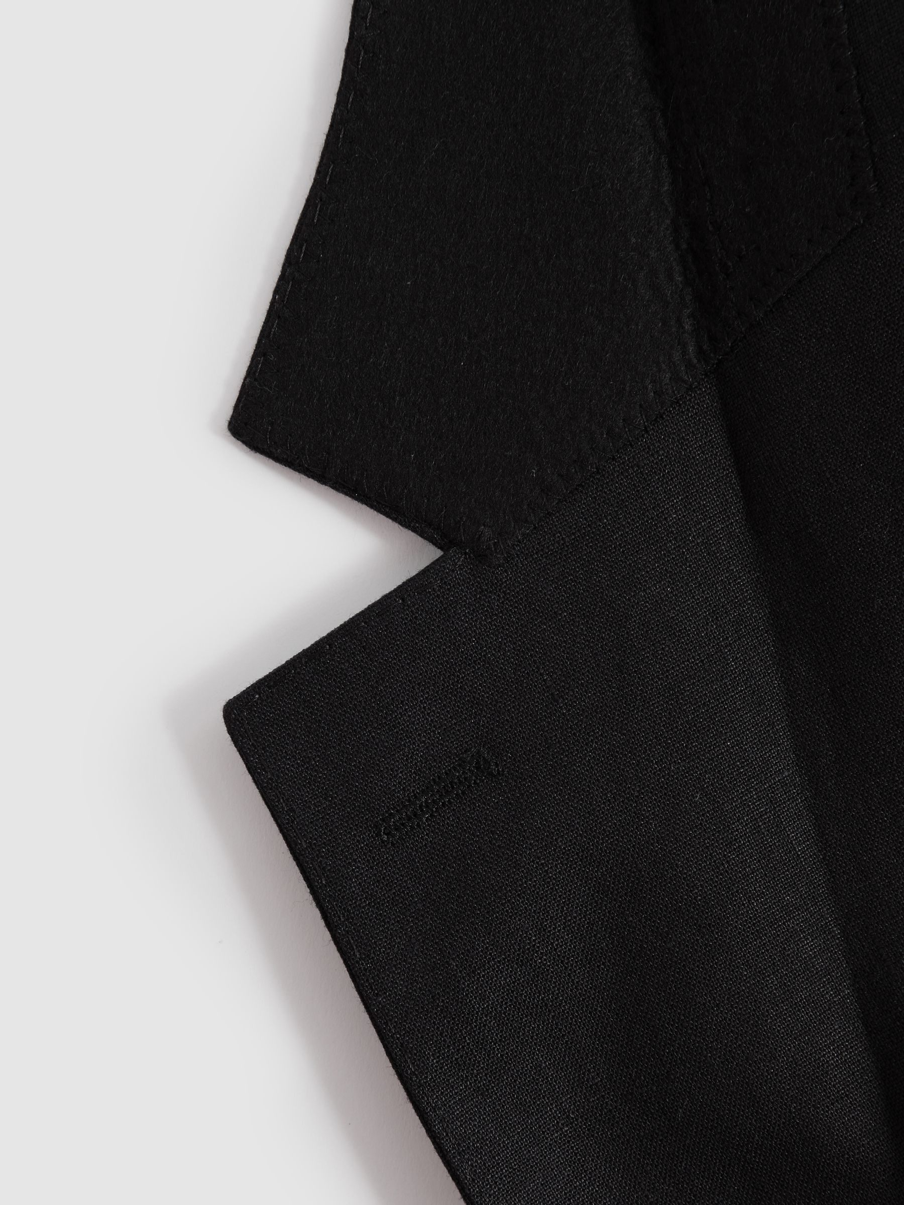 Single-Breasted Linen Suit Blazer Slim Fit in Black