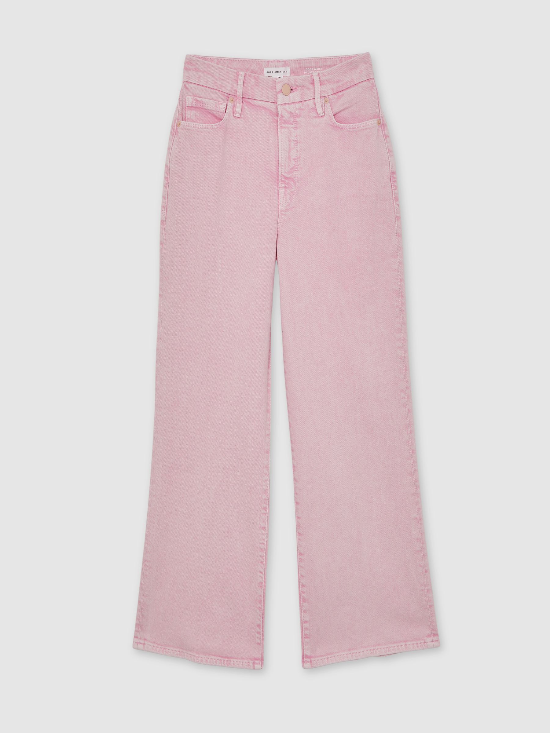 Cropped Palazzo Jeans in Rose Pink