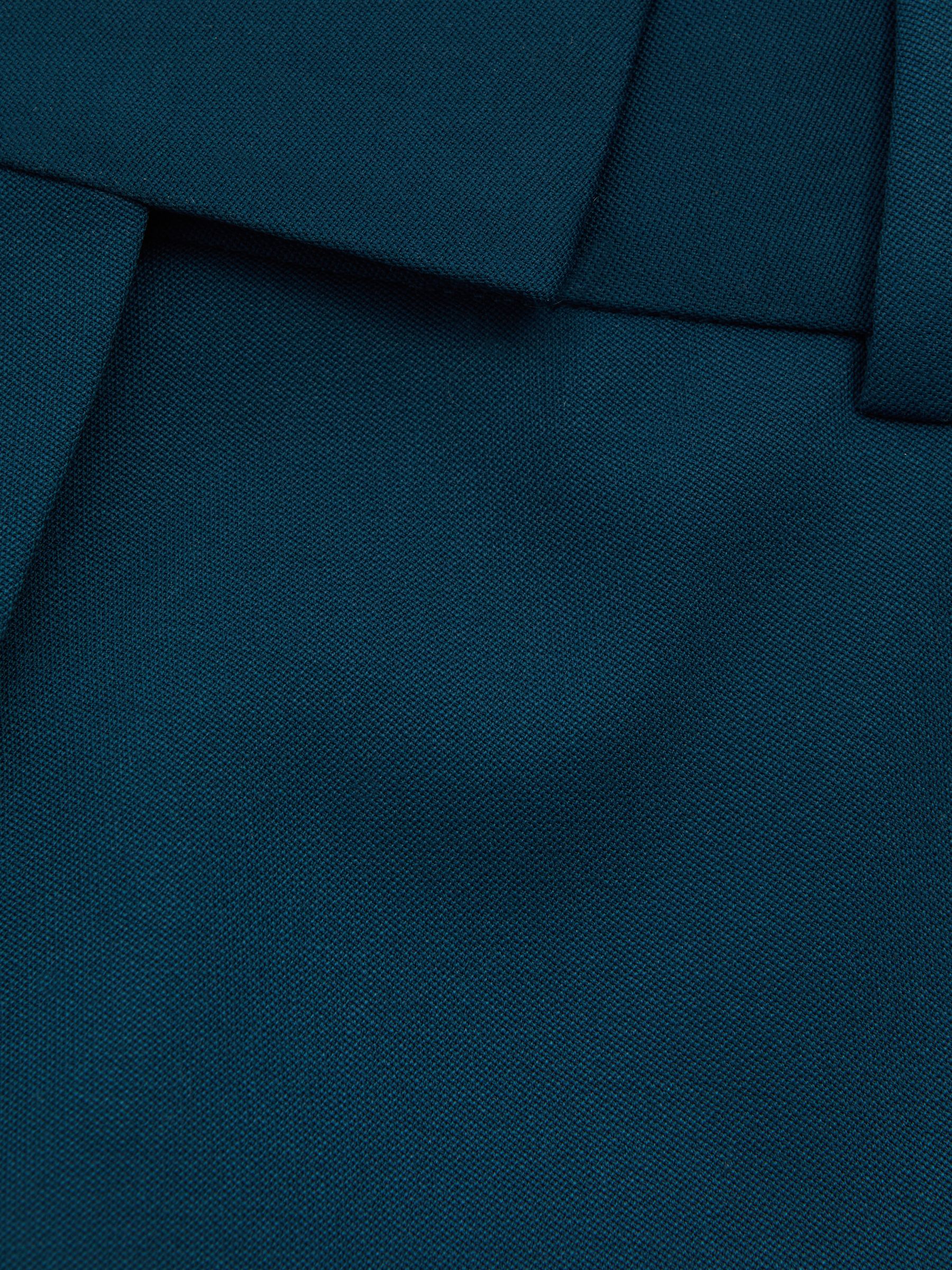 Slim Fit Wool Blend Suit Trousers in Teal