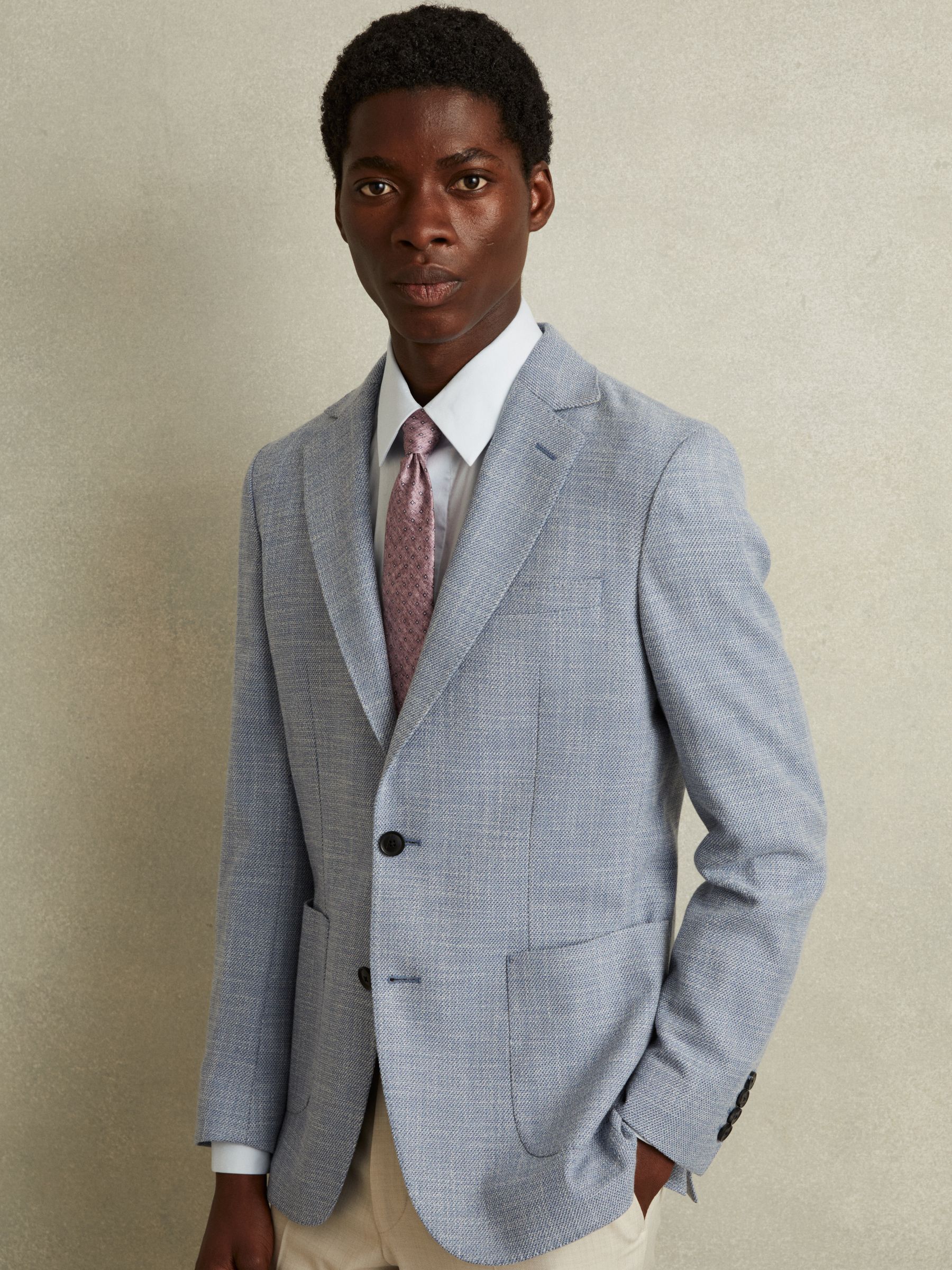 Silk Geometric Print Tie in Dusty Pink