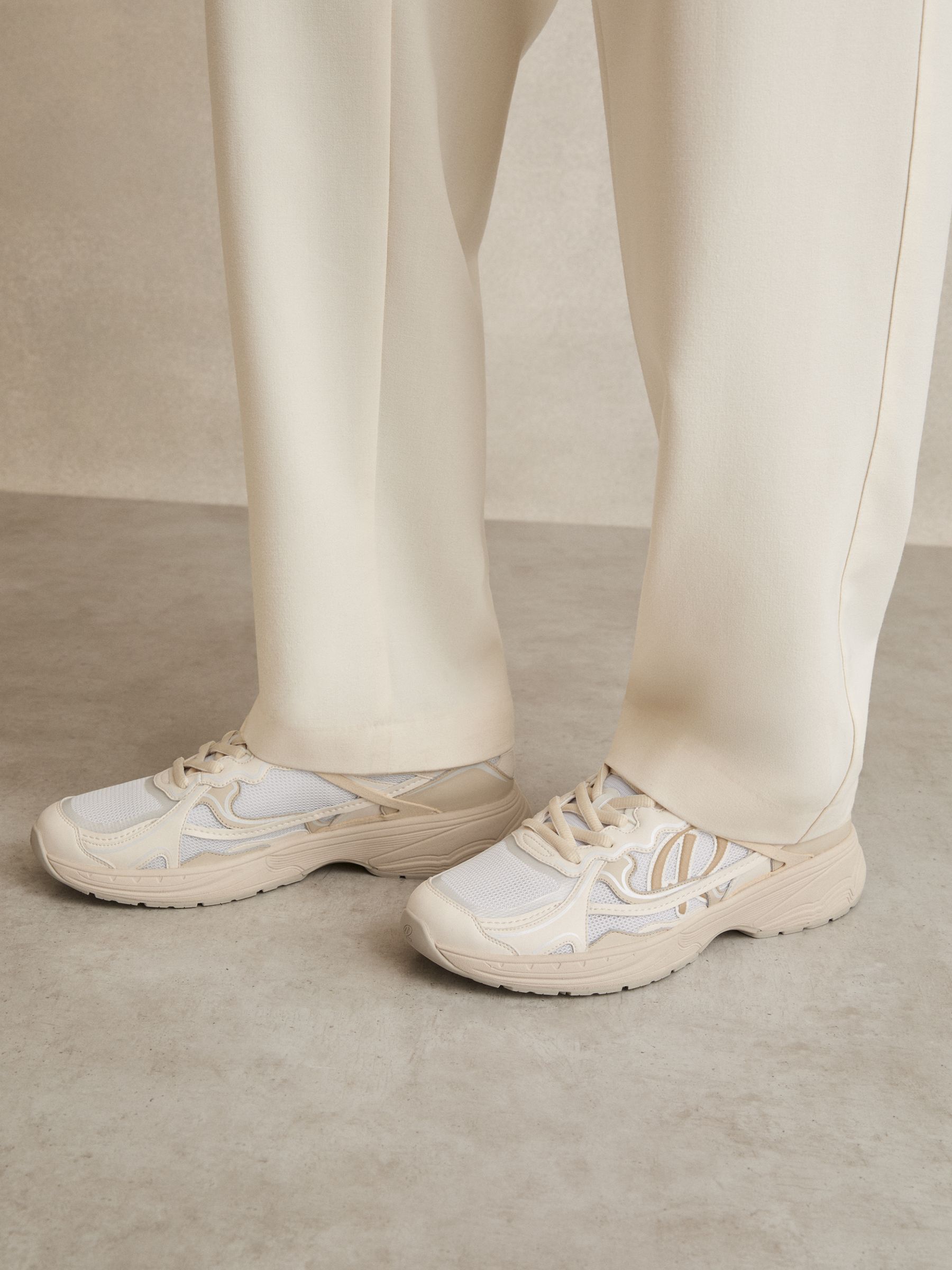 Nubuck and Mesh Trainers in White