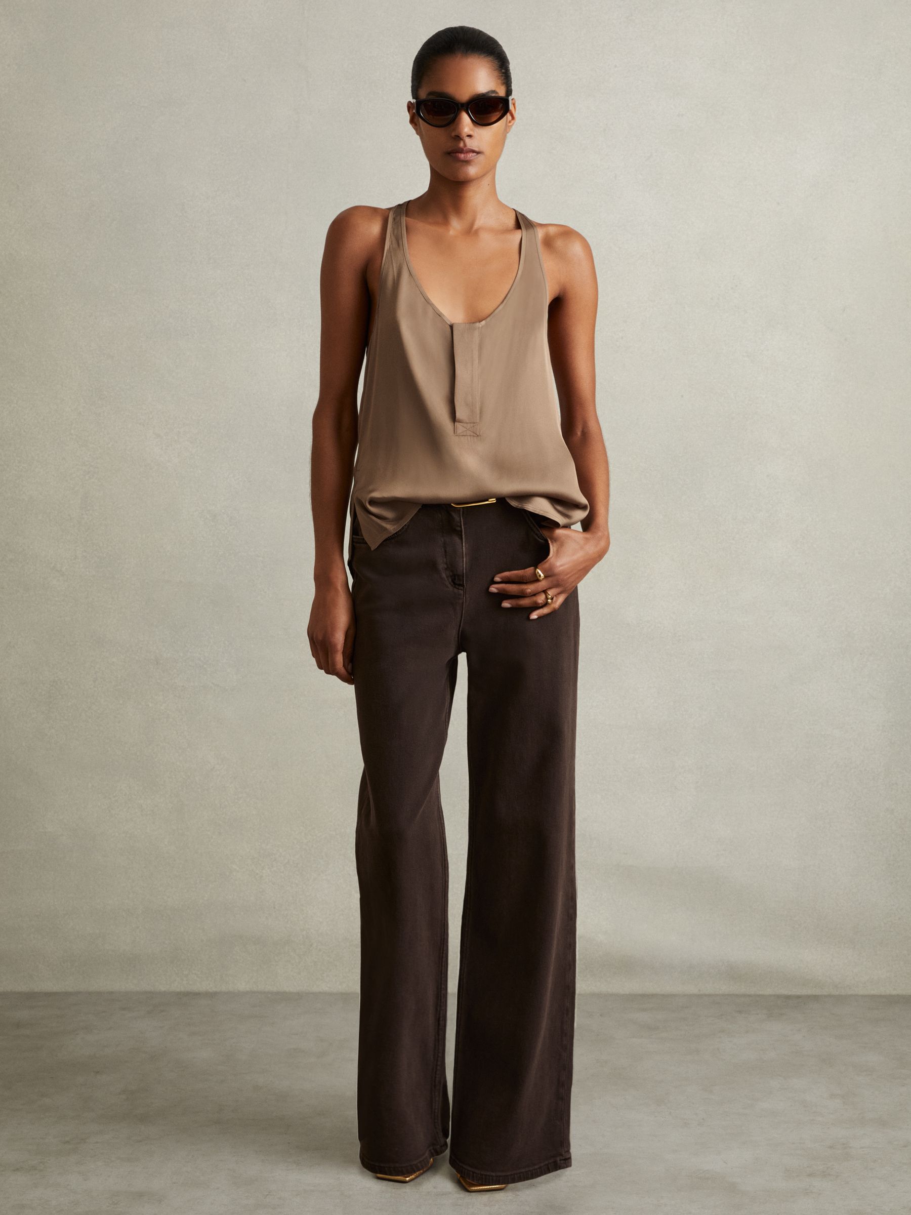 Scoop Neck Vest in Taupe