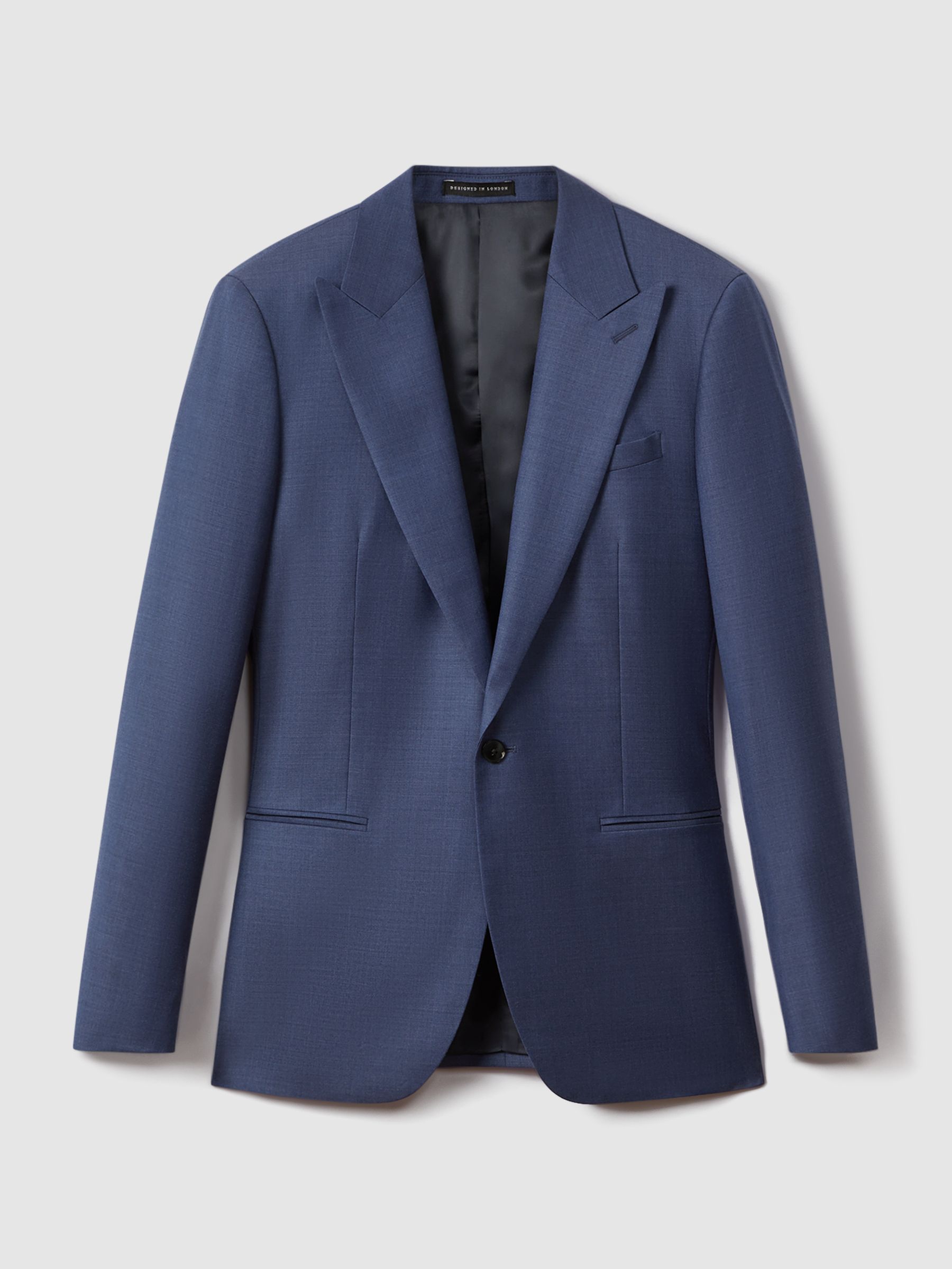 Slim Fit Wool Single Breasted Blazer in Bright Blue
