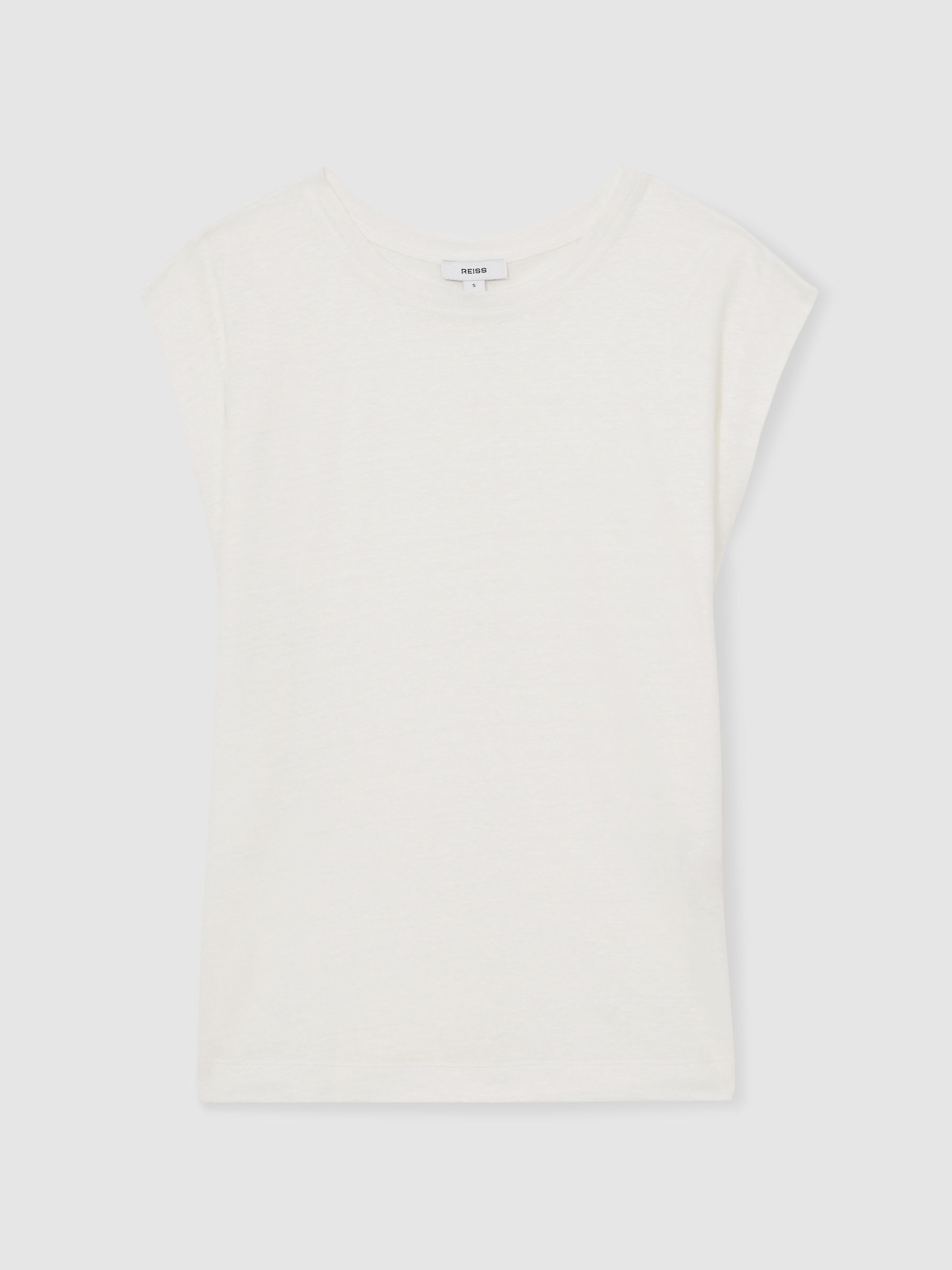 Linen Cap-Sleeve T-Shirt in White
