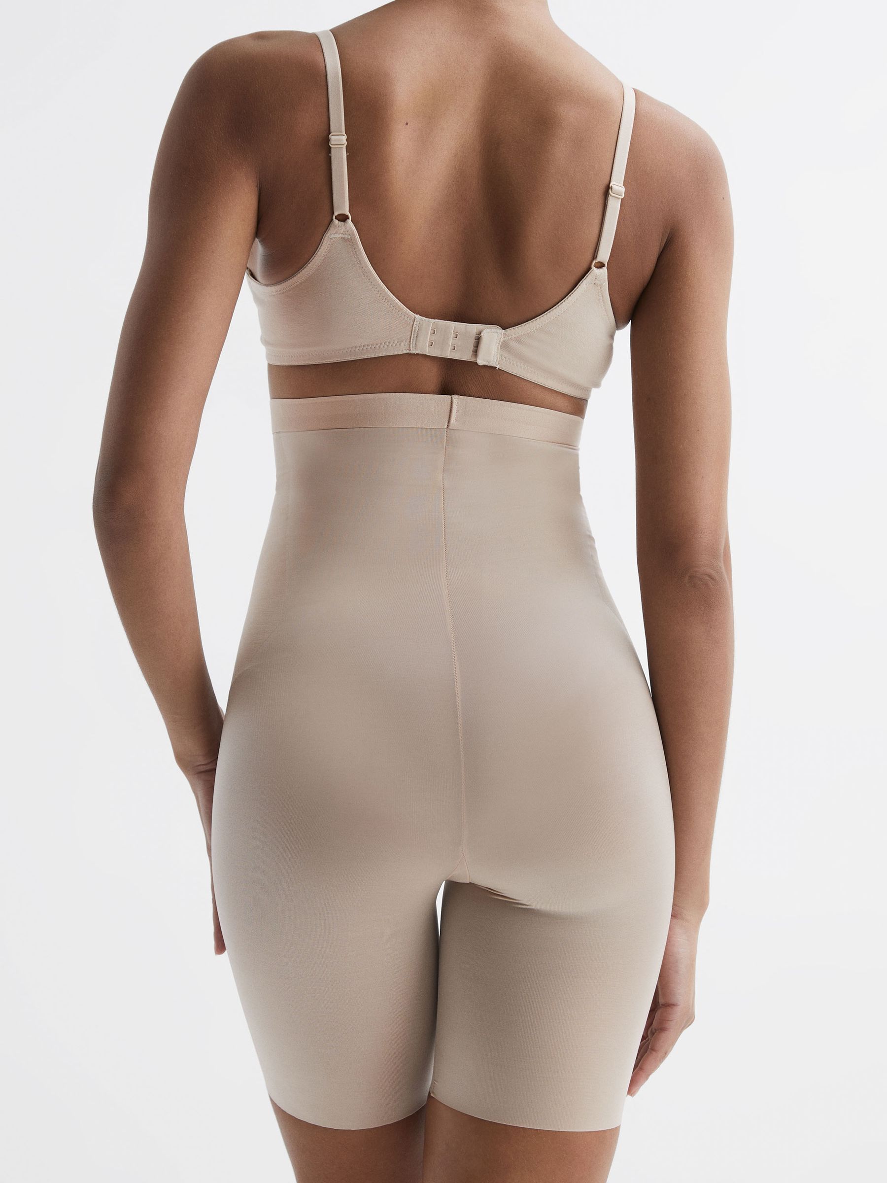 Spanx Shapewear Firming High-Waisted Mid-Thigh Shorts in Champagne