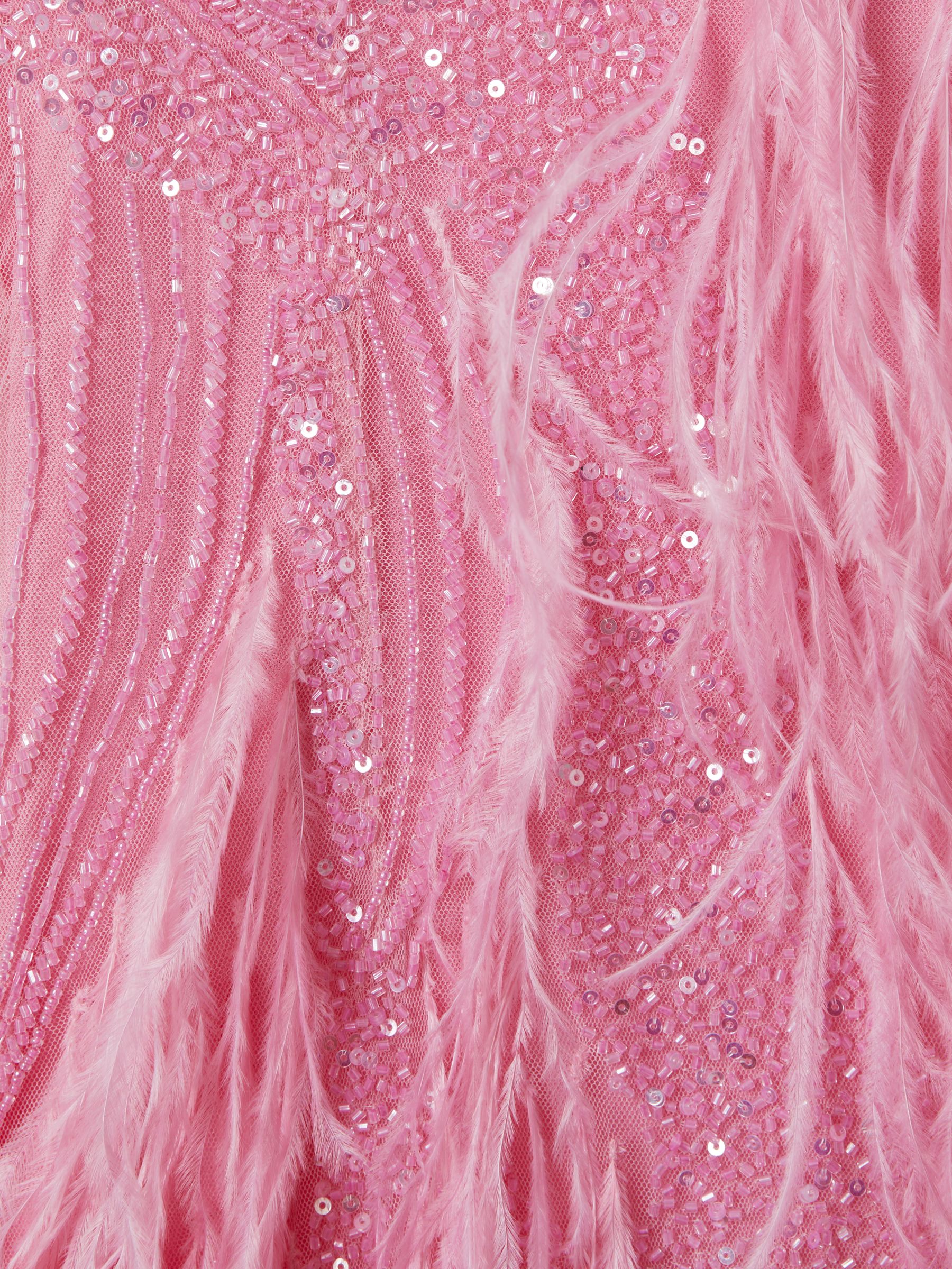 Rachel Gilbert Sequin Feather Midi Dress in Orchid