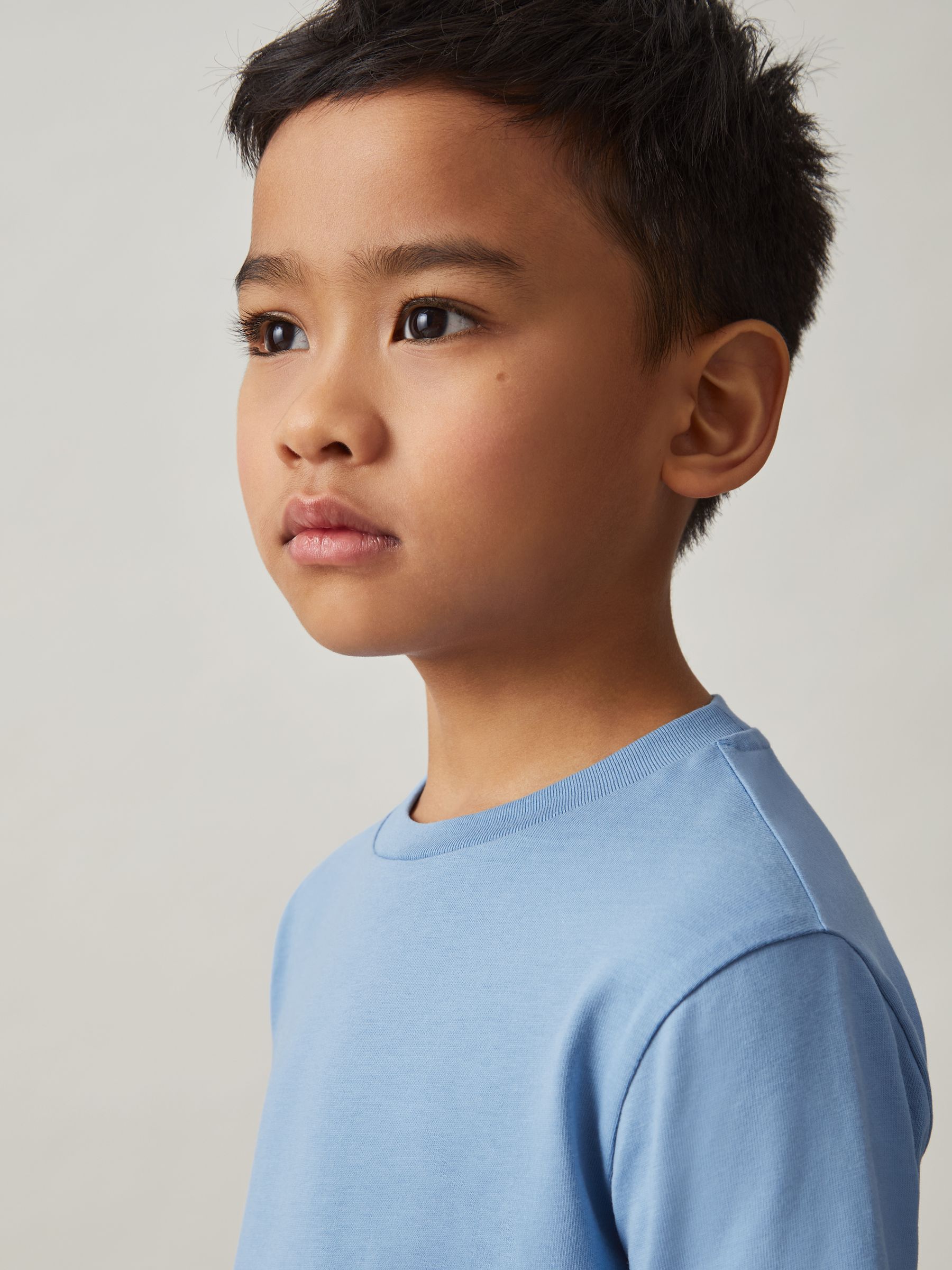 9-13 yrs Cotton Crew-Neck T-Shirt in Dusty Blue