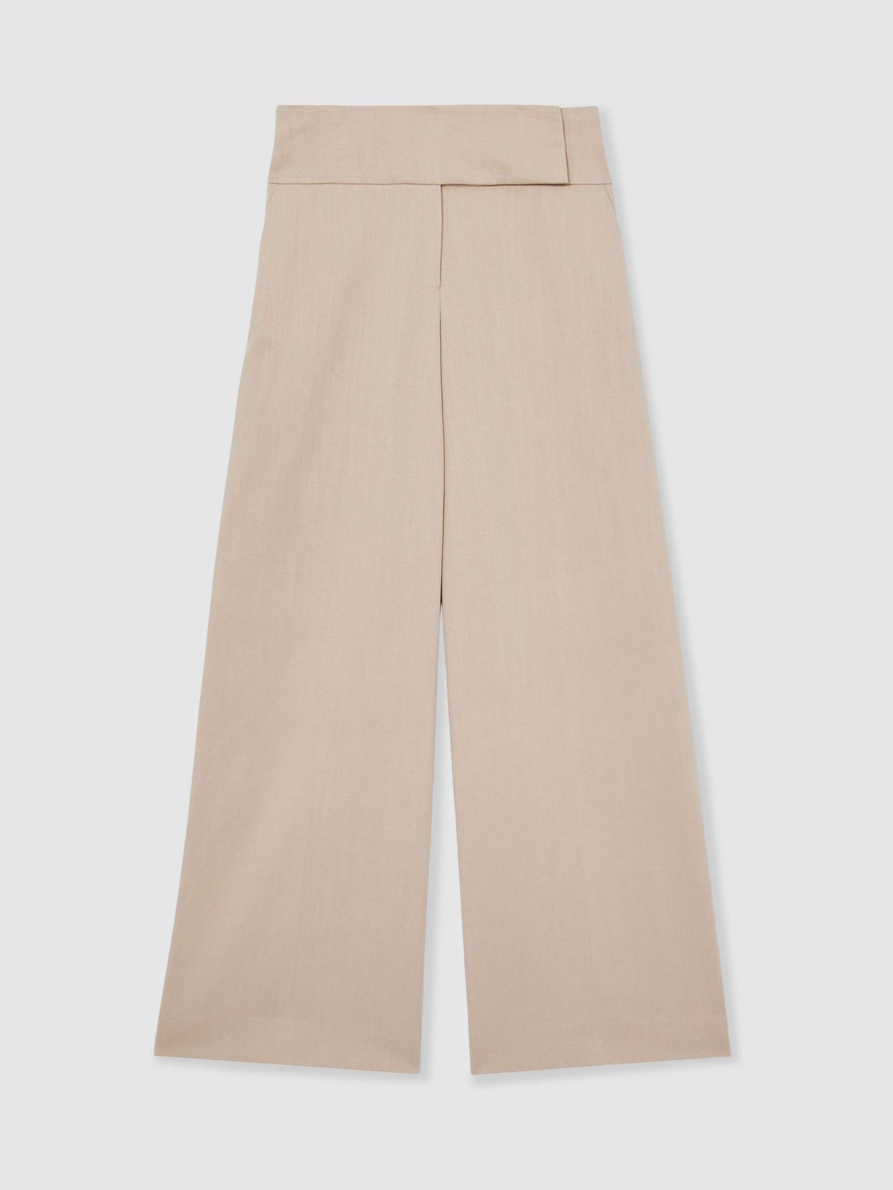 Lyocell-Linen Wide-Leg Trousers in Neutral