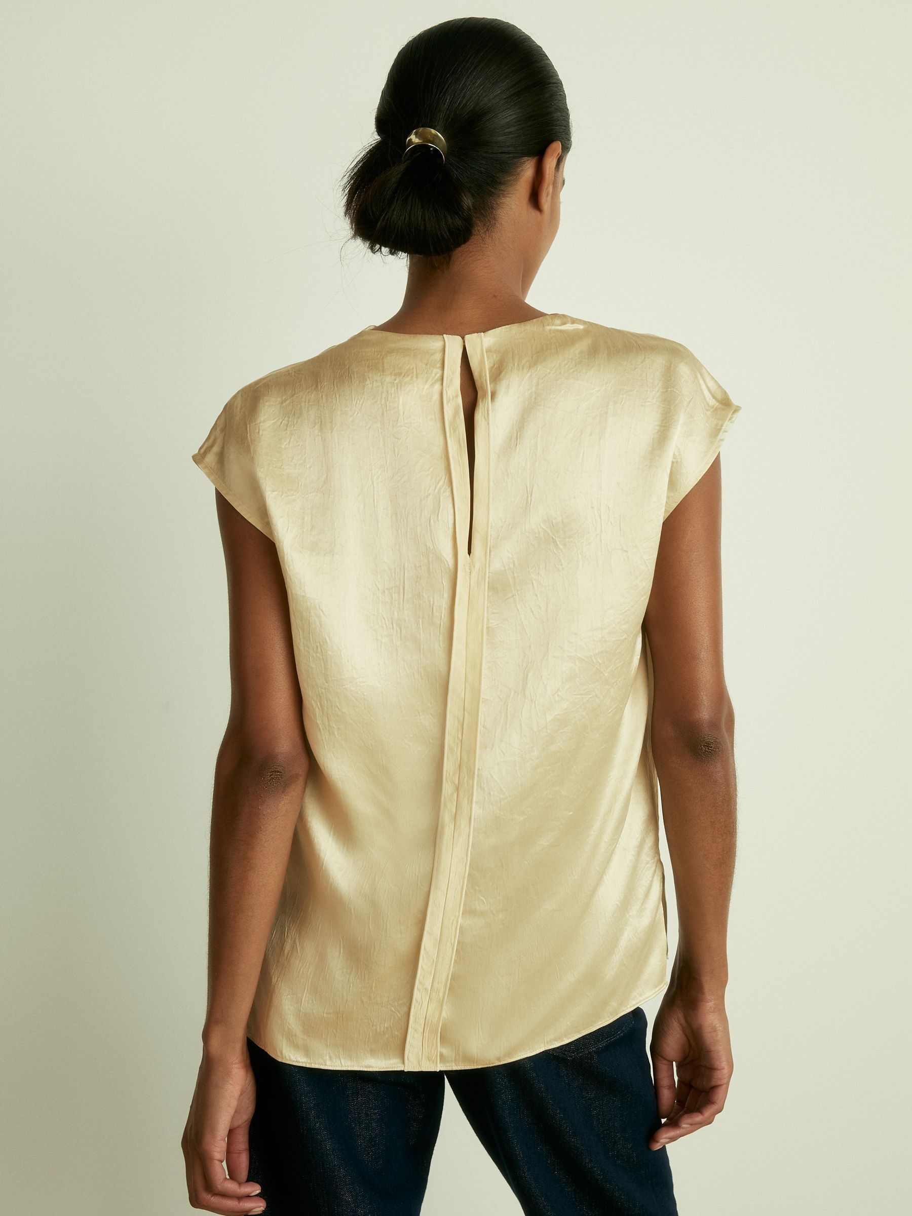 Satin Cowl-Neck Top in Cream
