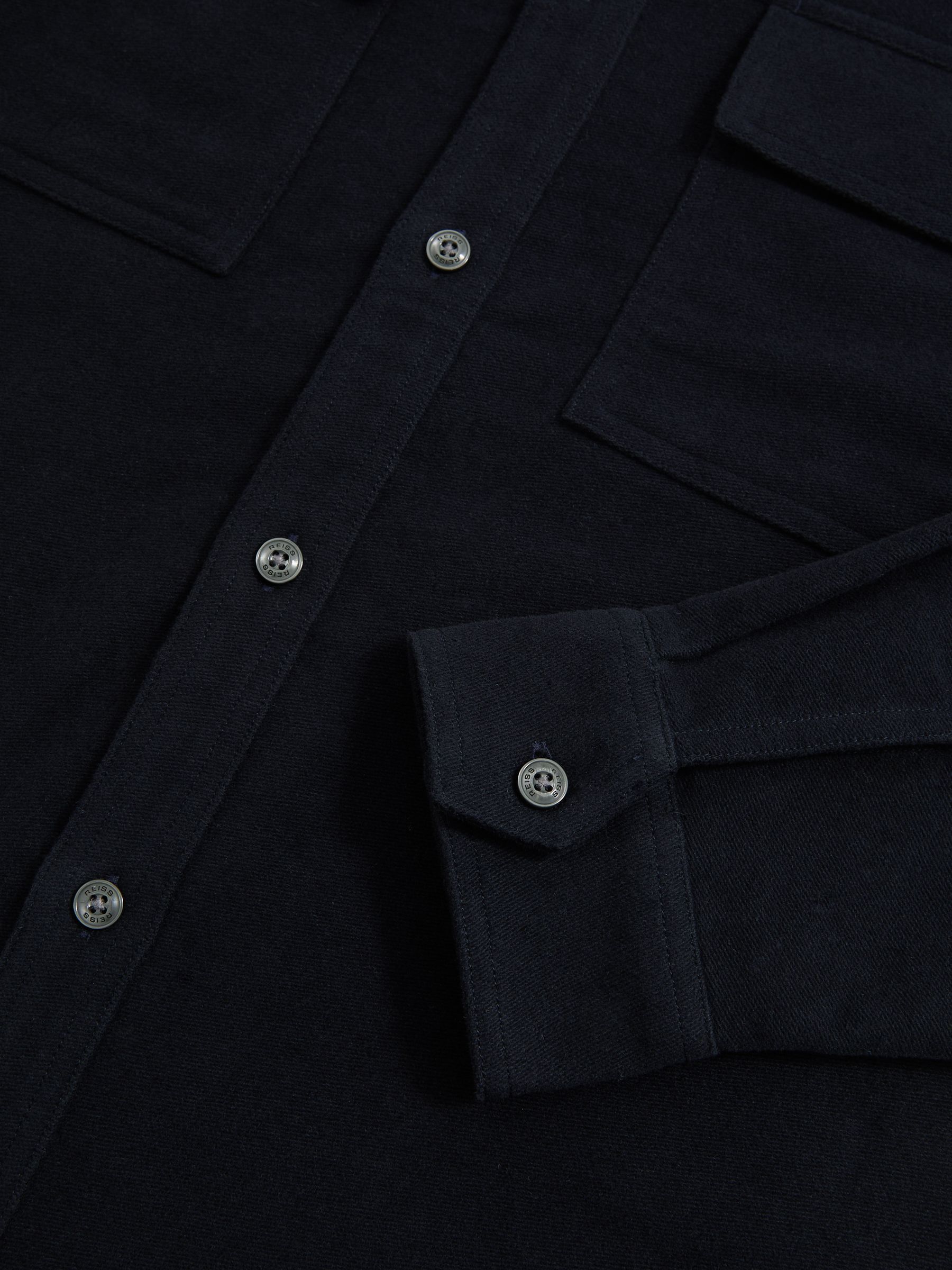 Moleskin-Cotton Twin-Pocket Overshirt in Navy
