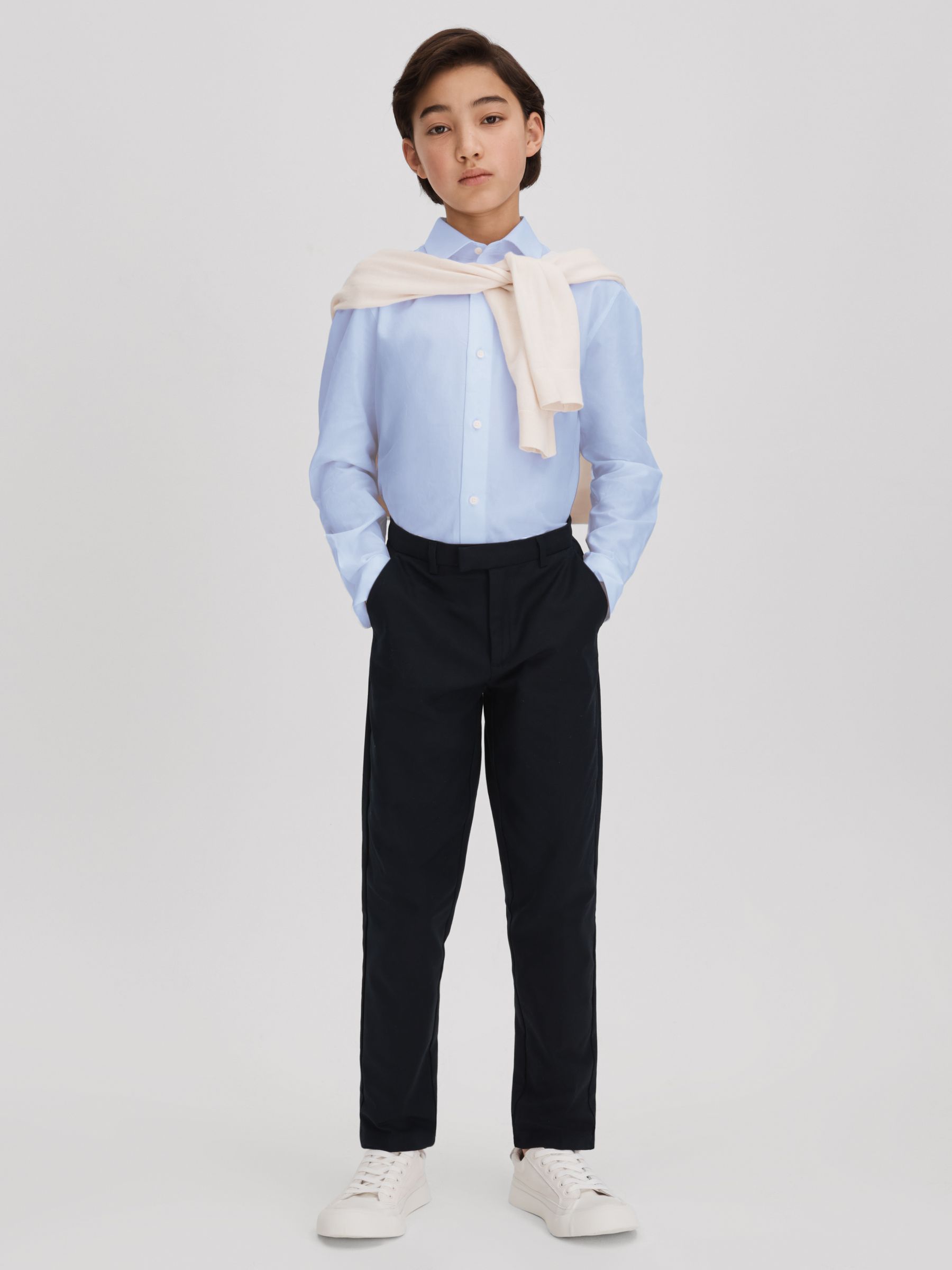 3-9 yrs Slim Fit Cotton Shirt in Soft Blue