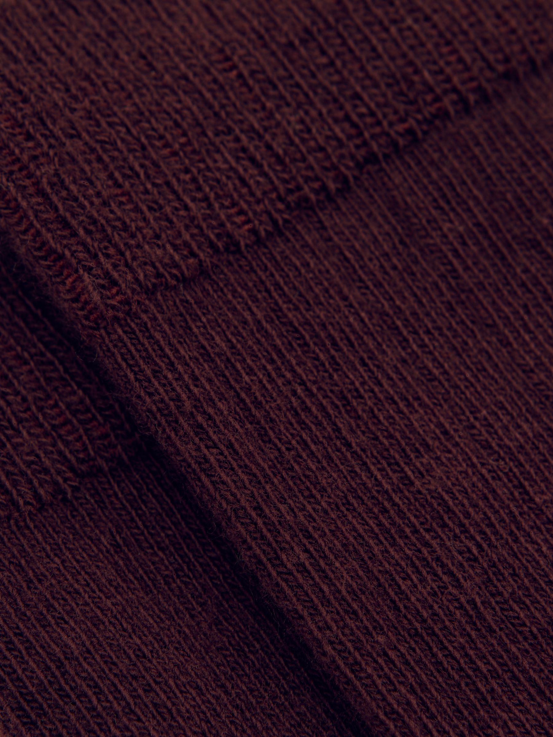 Cotton Blend Ribbed Loafer Socks in Burgundy