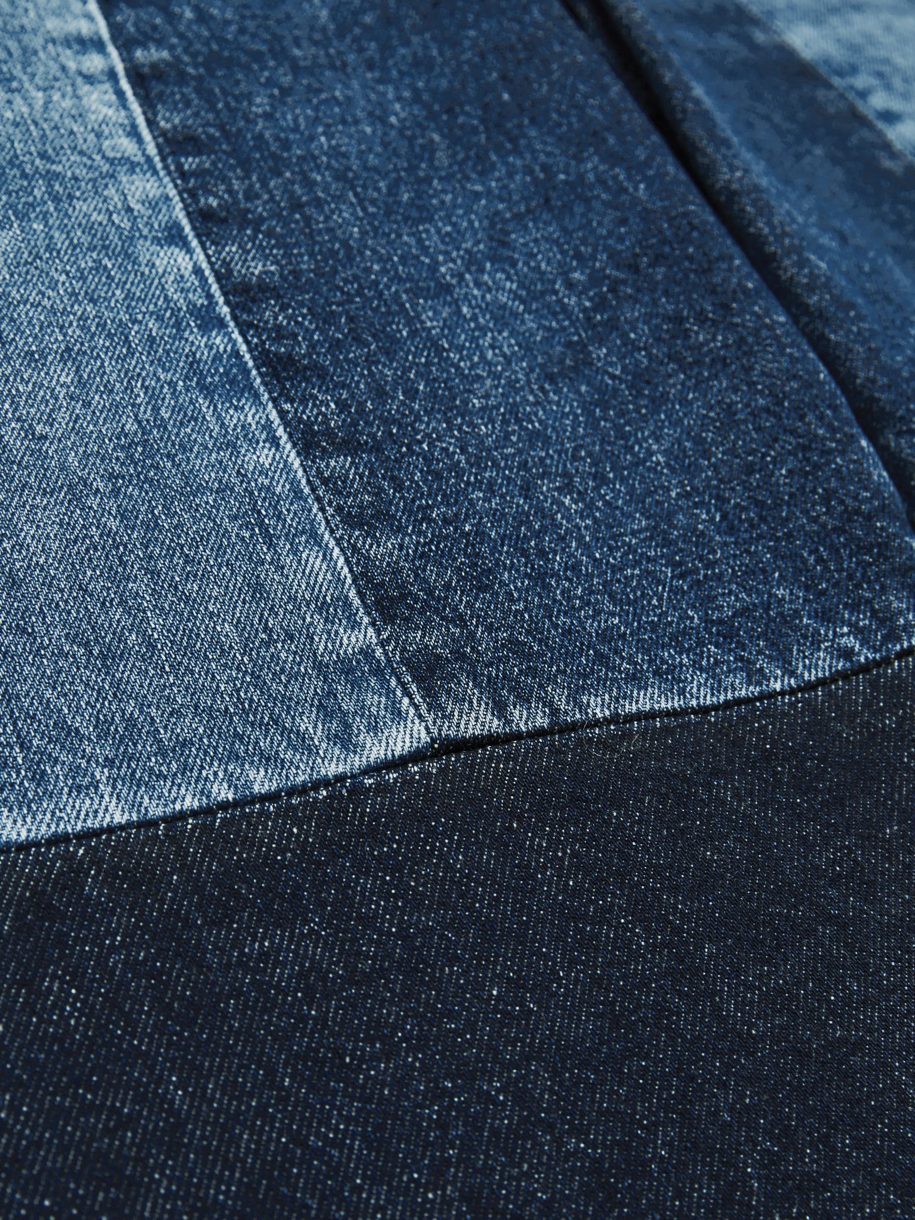 Straight-Leg Patchwork Jeans in Mid Blue