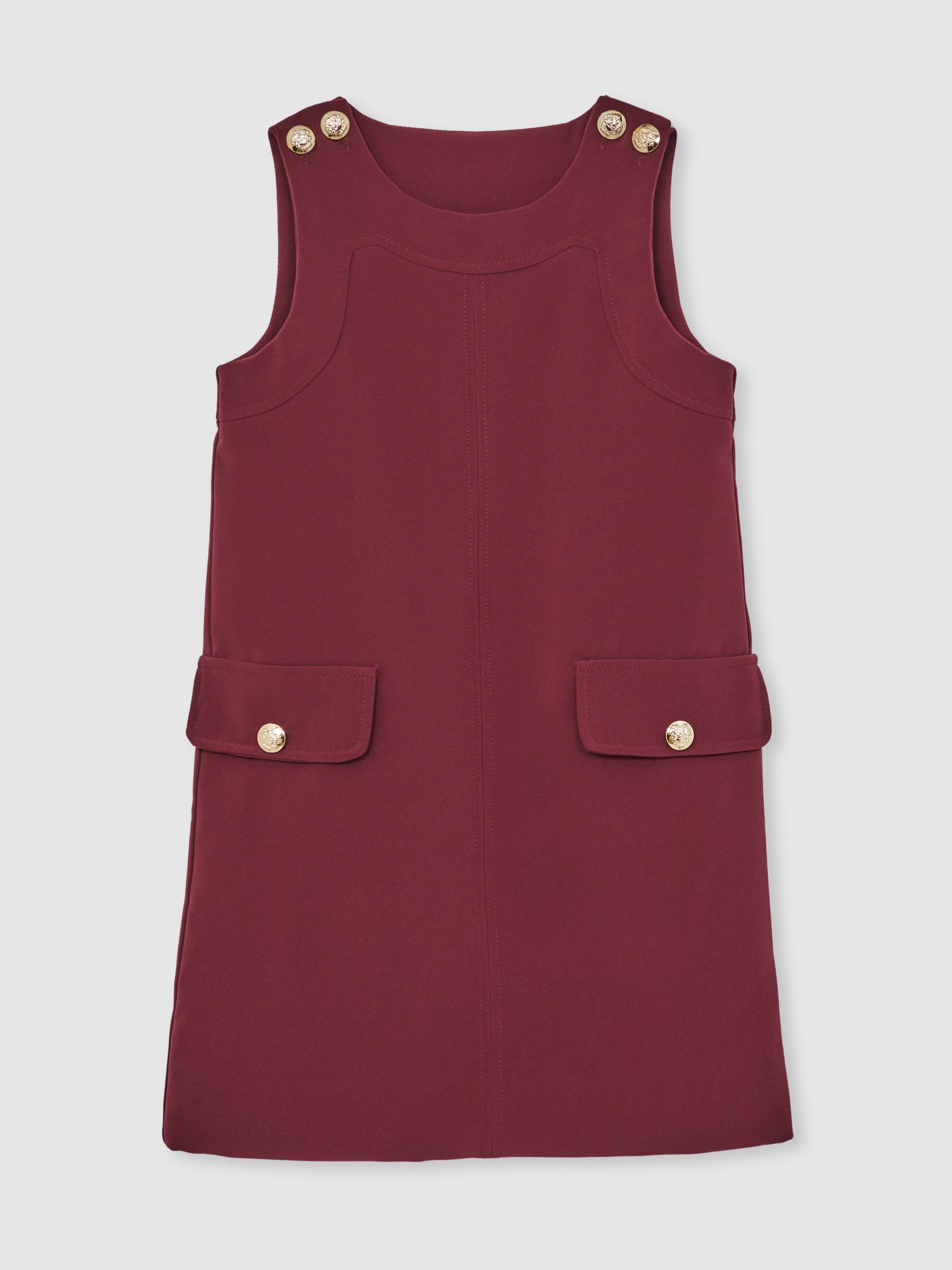 9-13 yrs Button-Detail Sleeveless Shift Dress in Berry