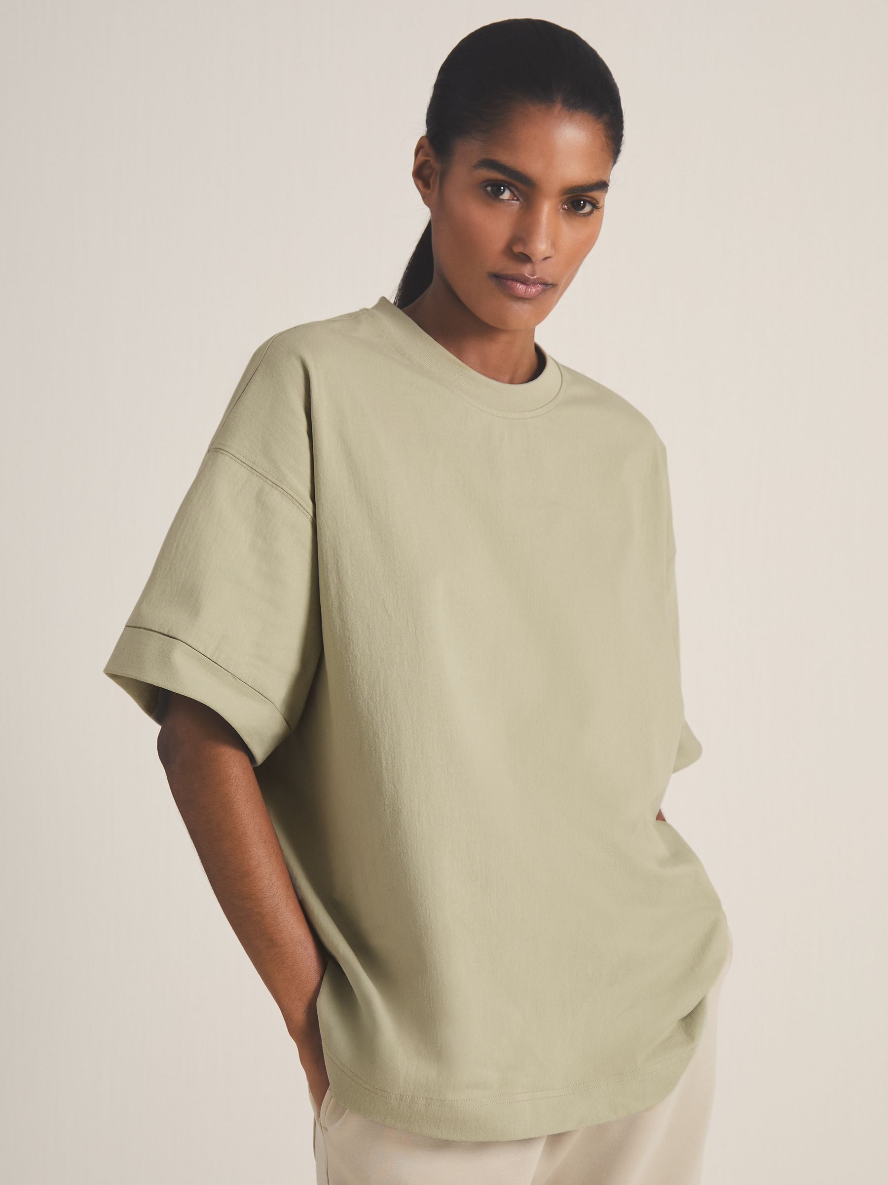 Reiss | Les 100 Ciels Oversize T-Shirt in Sage Green