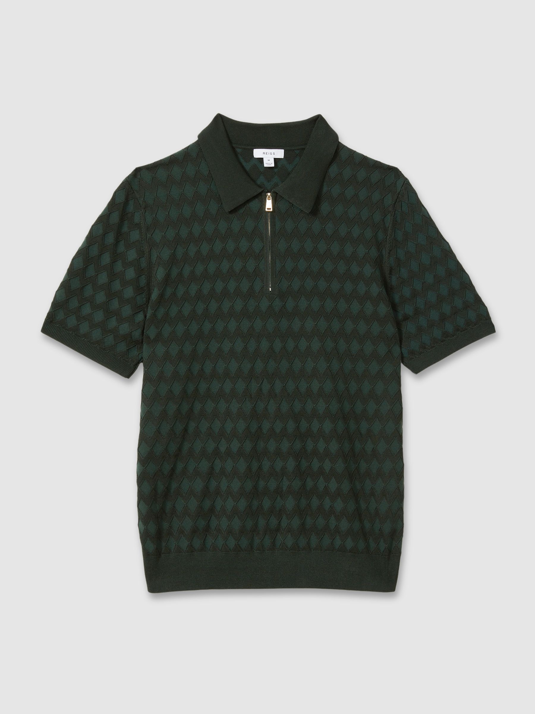 Half-Zip Knitted Polo Shirt in Emerald