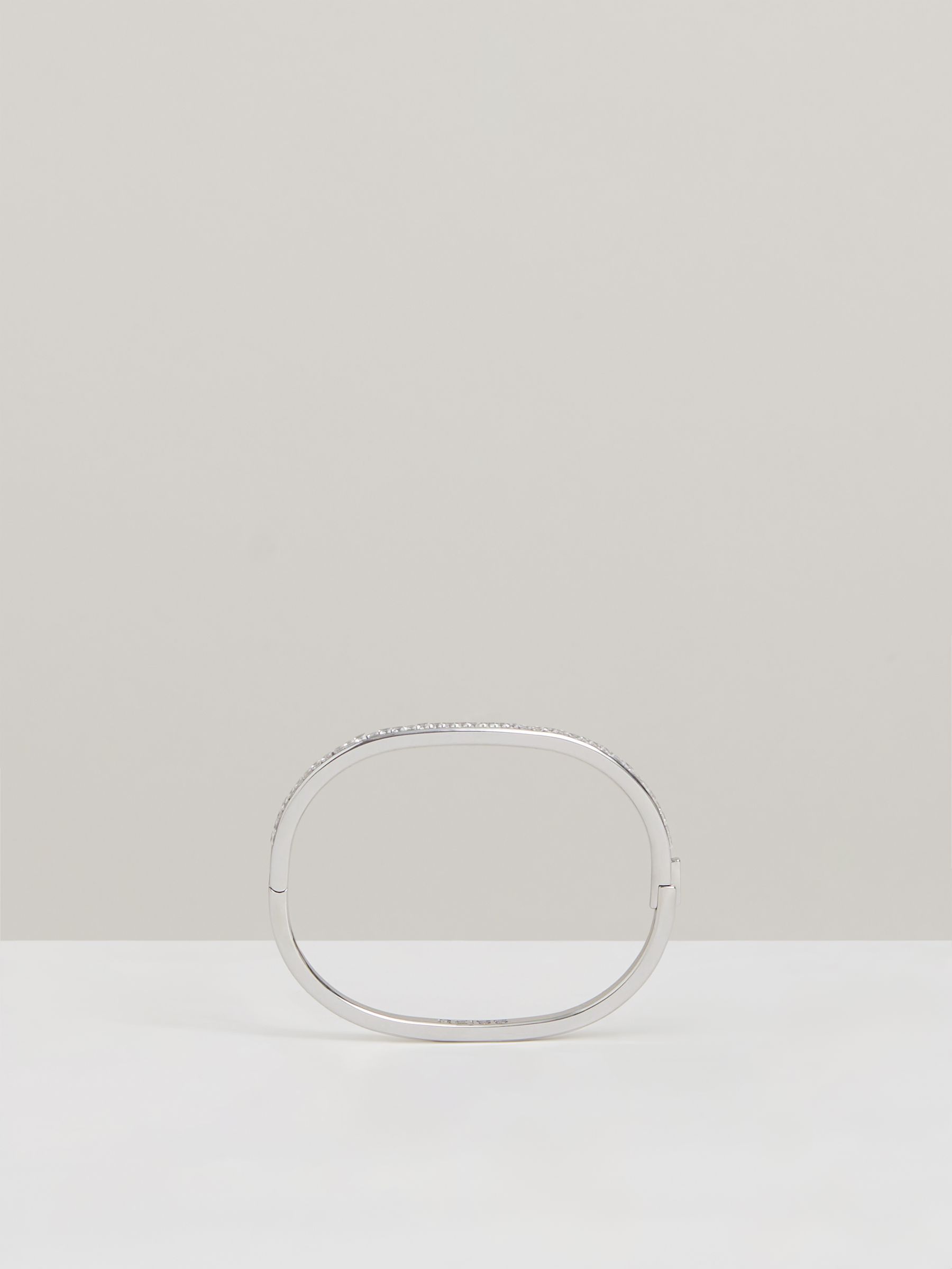 Hinged Crystal Cuff in Silver