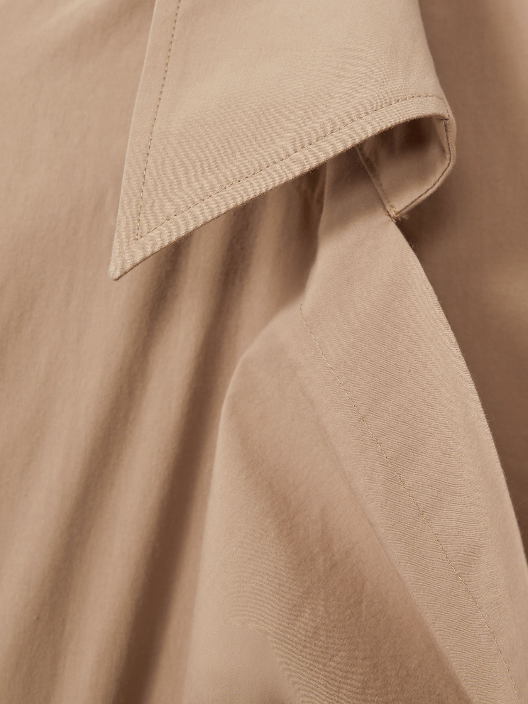 Cotton Blend Collared Cowl Neck Mini Dress in Stone