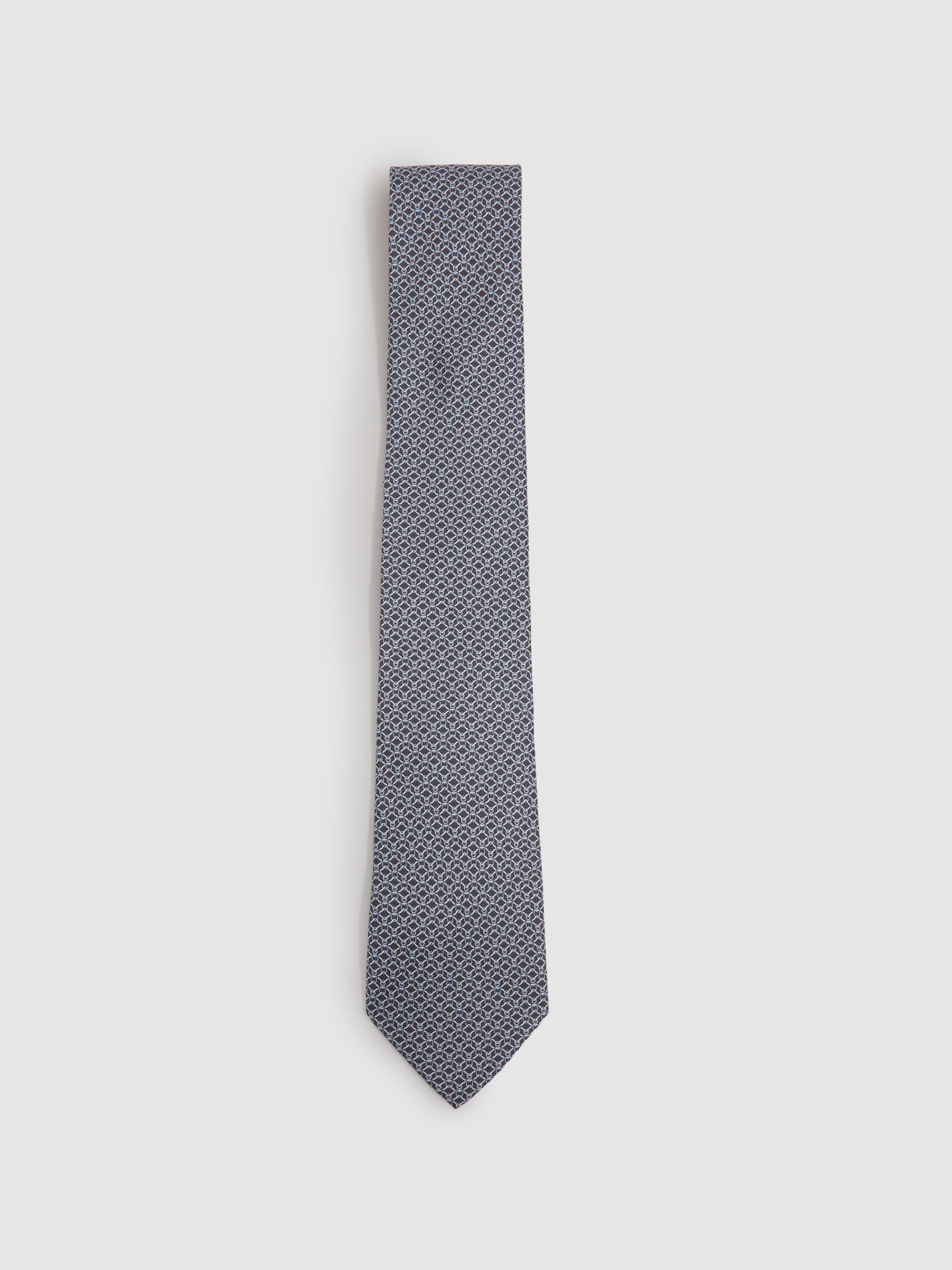 Silk Chain Pattern Tie in Navy