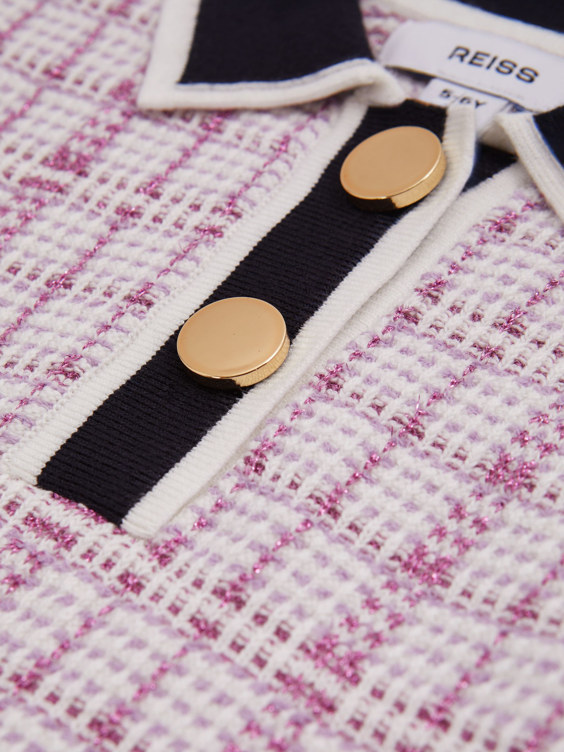 4-9 yrs Knitted Metallic Polo-Neck Dress in Pink