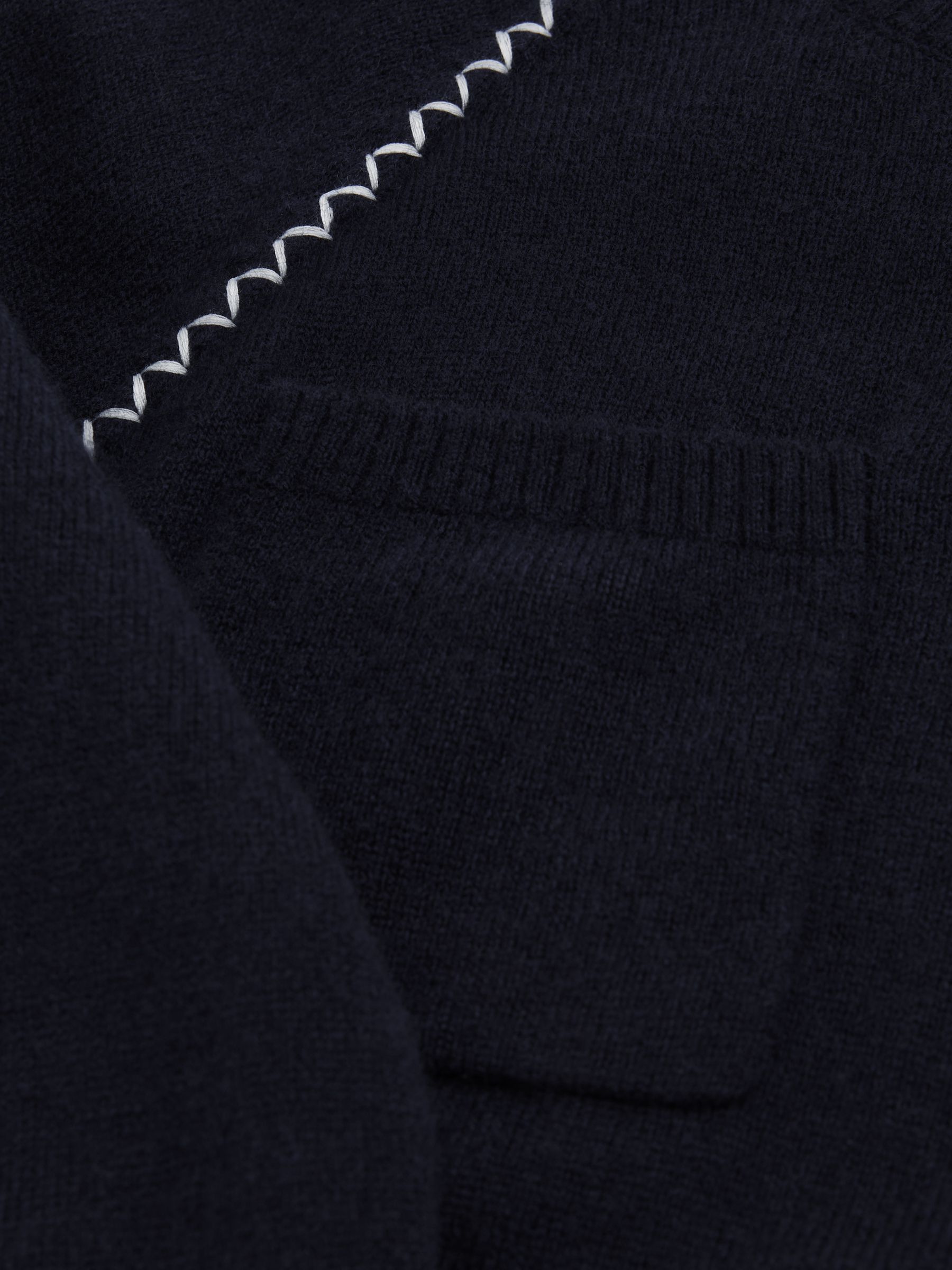 4-9 yrs Contrast Stitch Wool Blend Crew Neck Jumper in Navy
