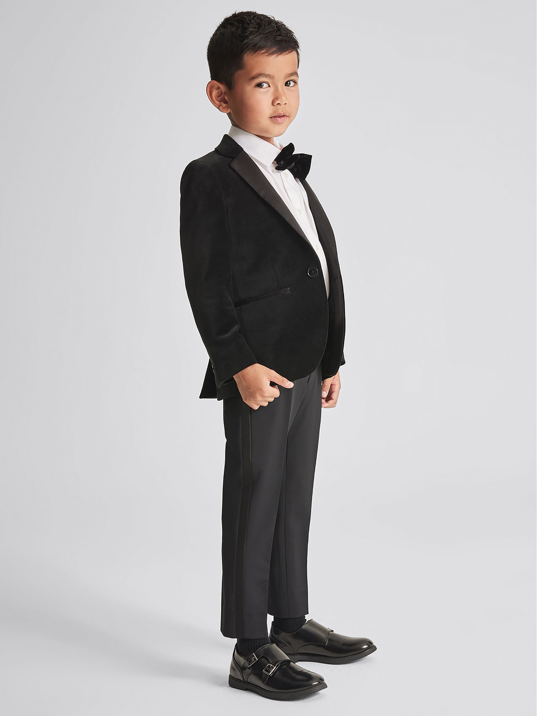 4-9 yrs Single Breasted Velvet Blazer in Black