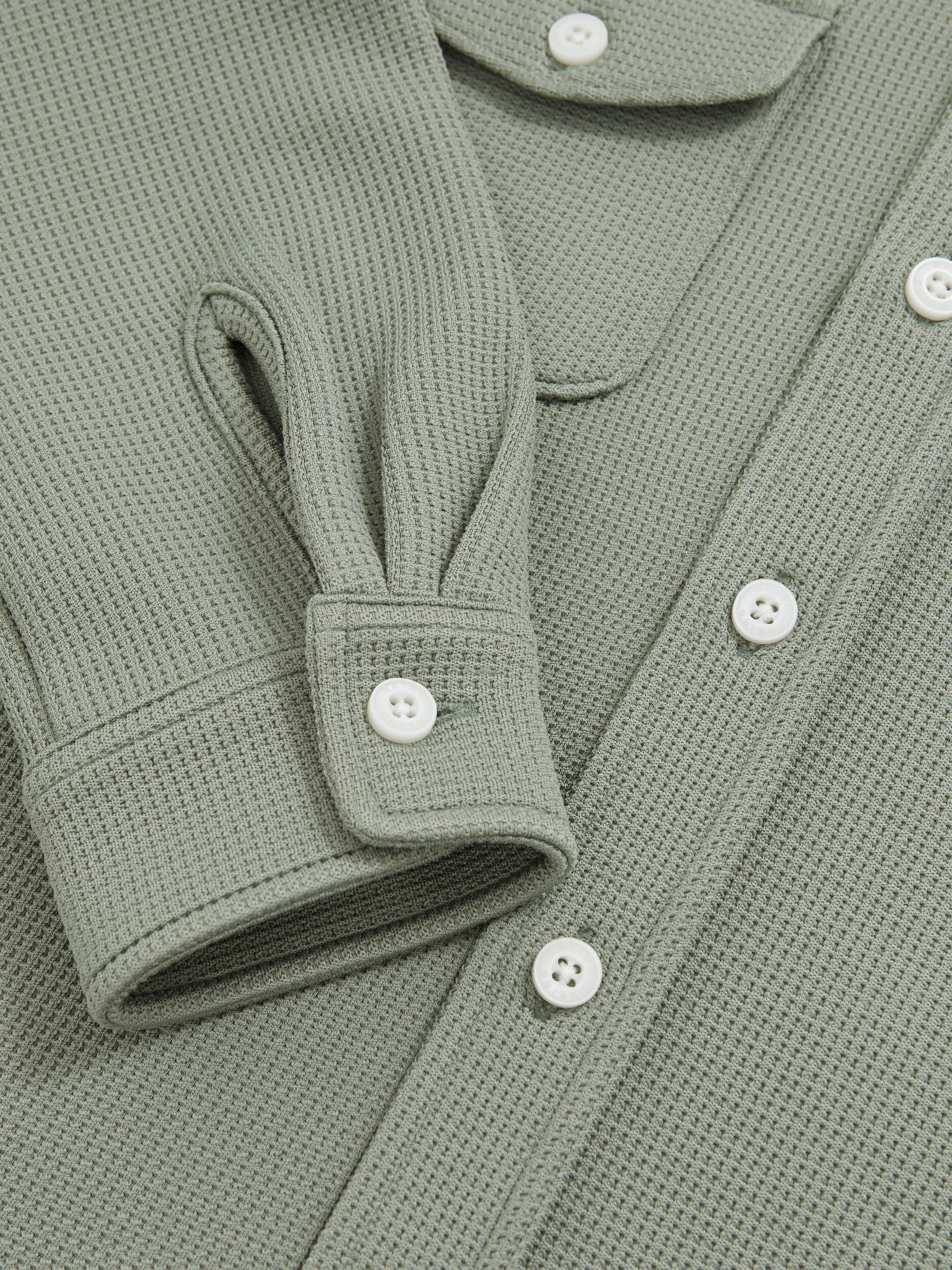 13-14 yrs Waffle-Textured Twin-Pocket Overshirt in Sage