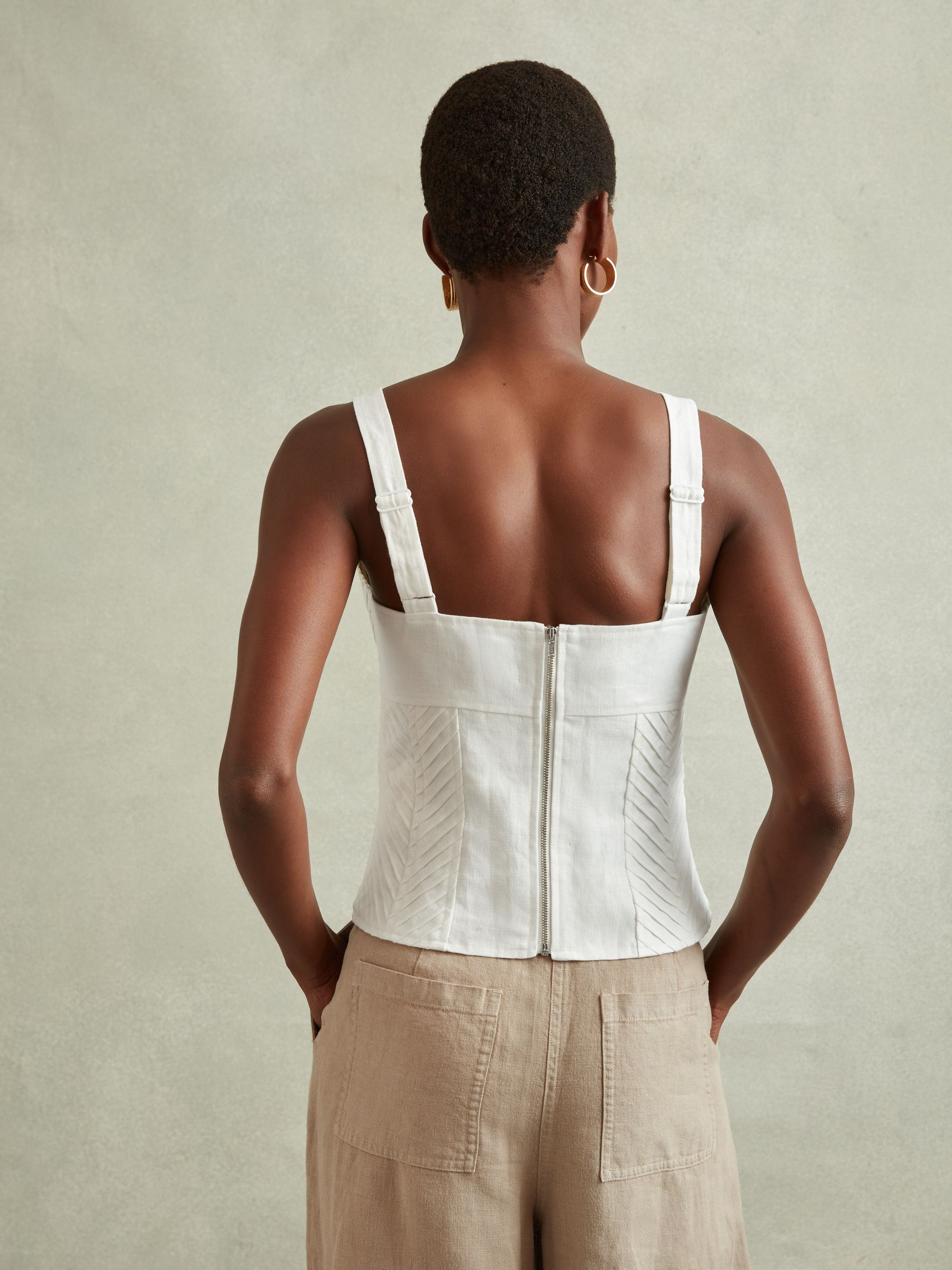 Linen Corset Vest in Cream