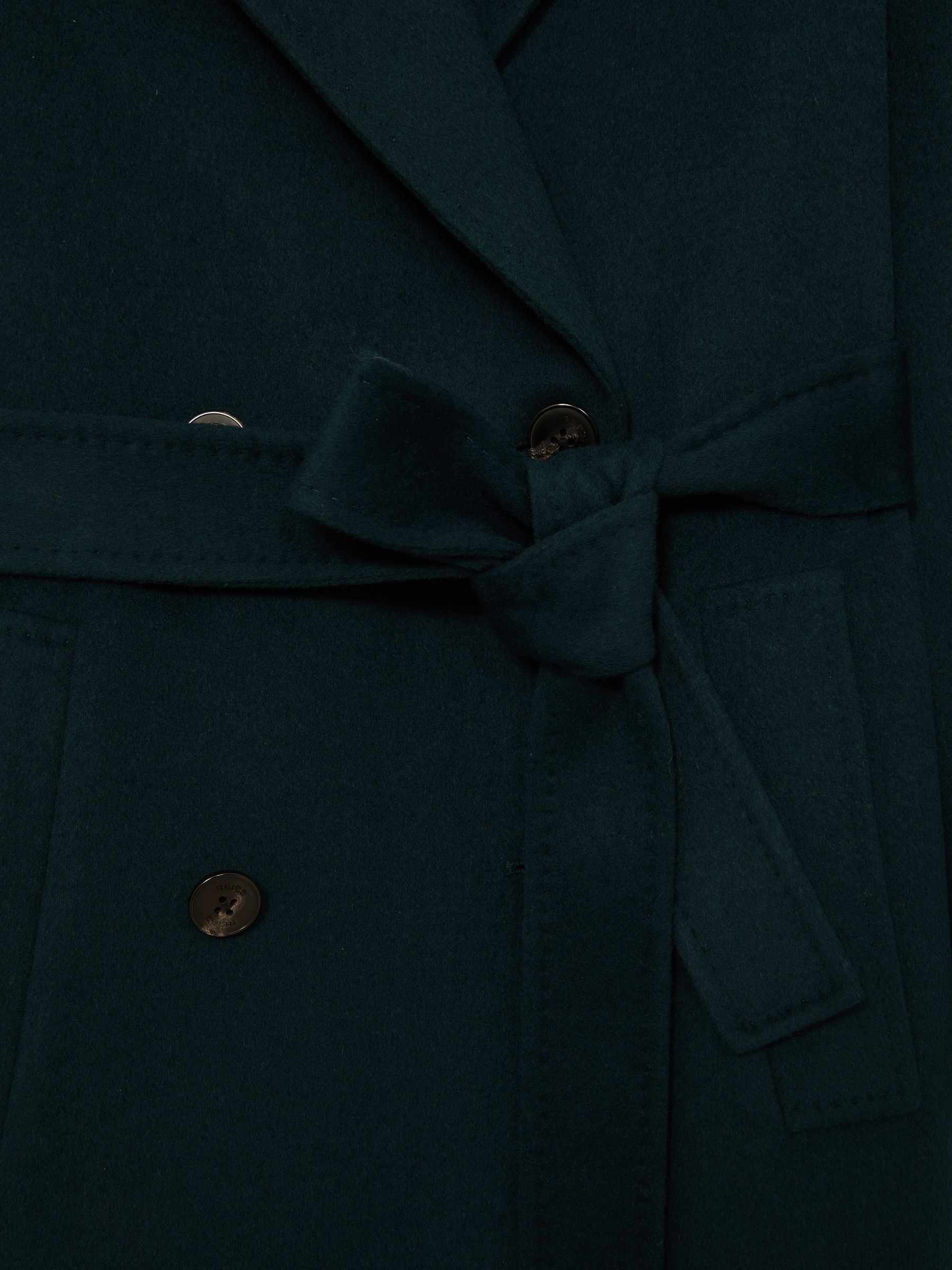 Petite Double-Breasted Blindseam Coat Wool-Blend in Green