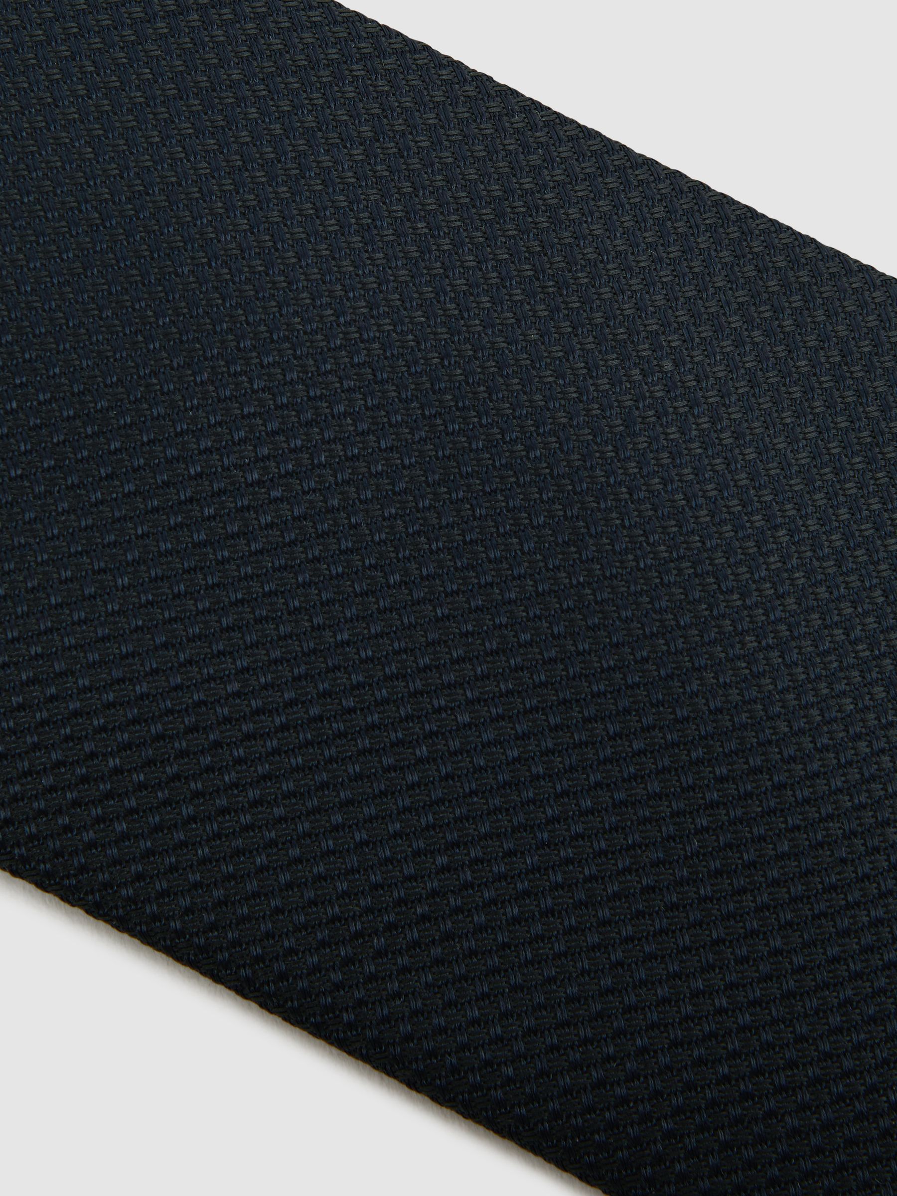 Textured Silk Blend Tie in Navy