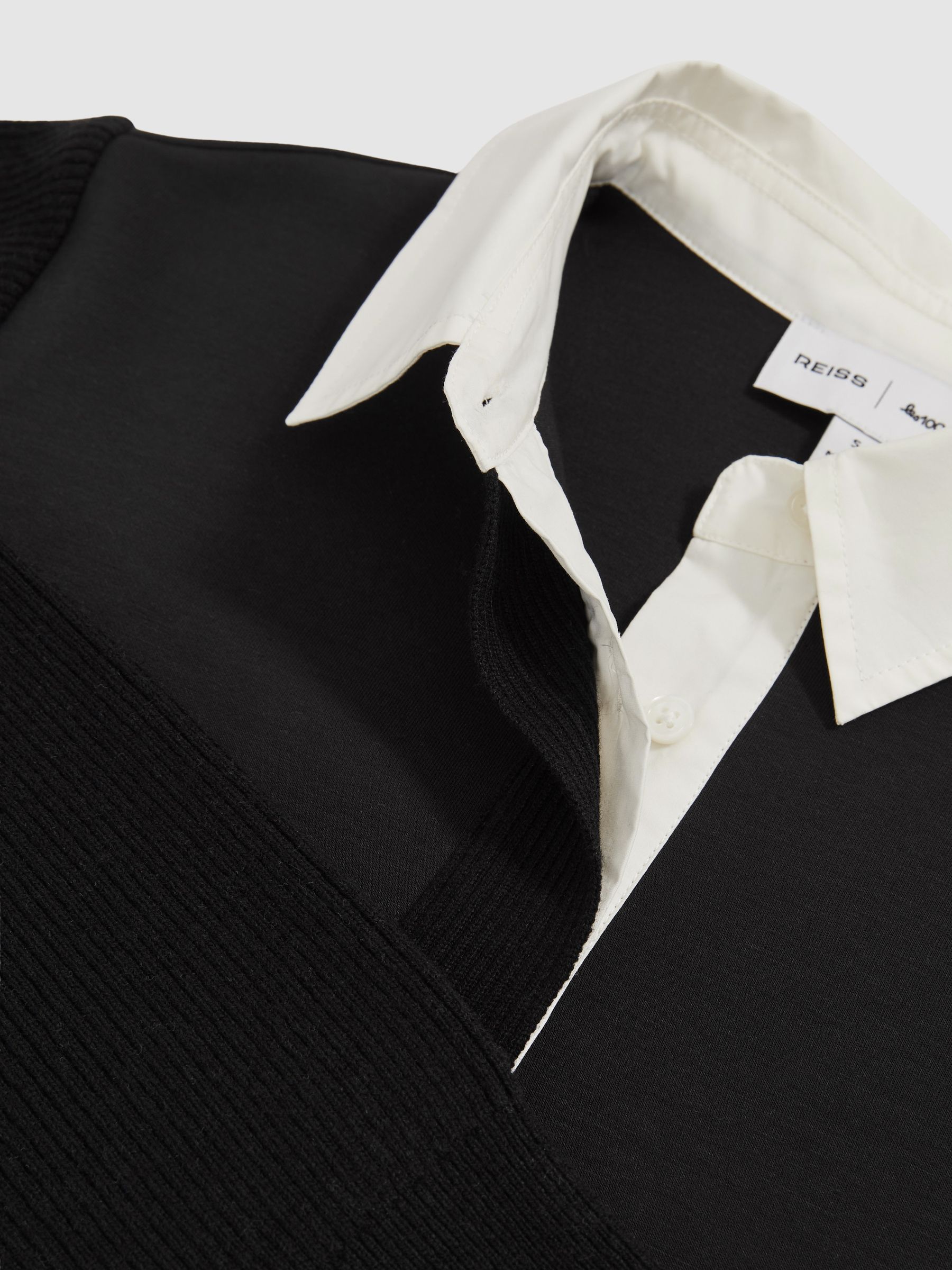 Reiss | Les 100 Ciels Polo Sweatshirt in Black