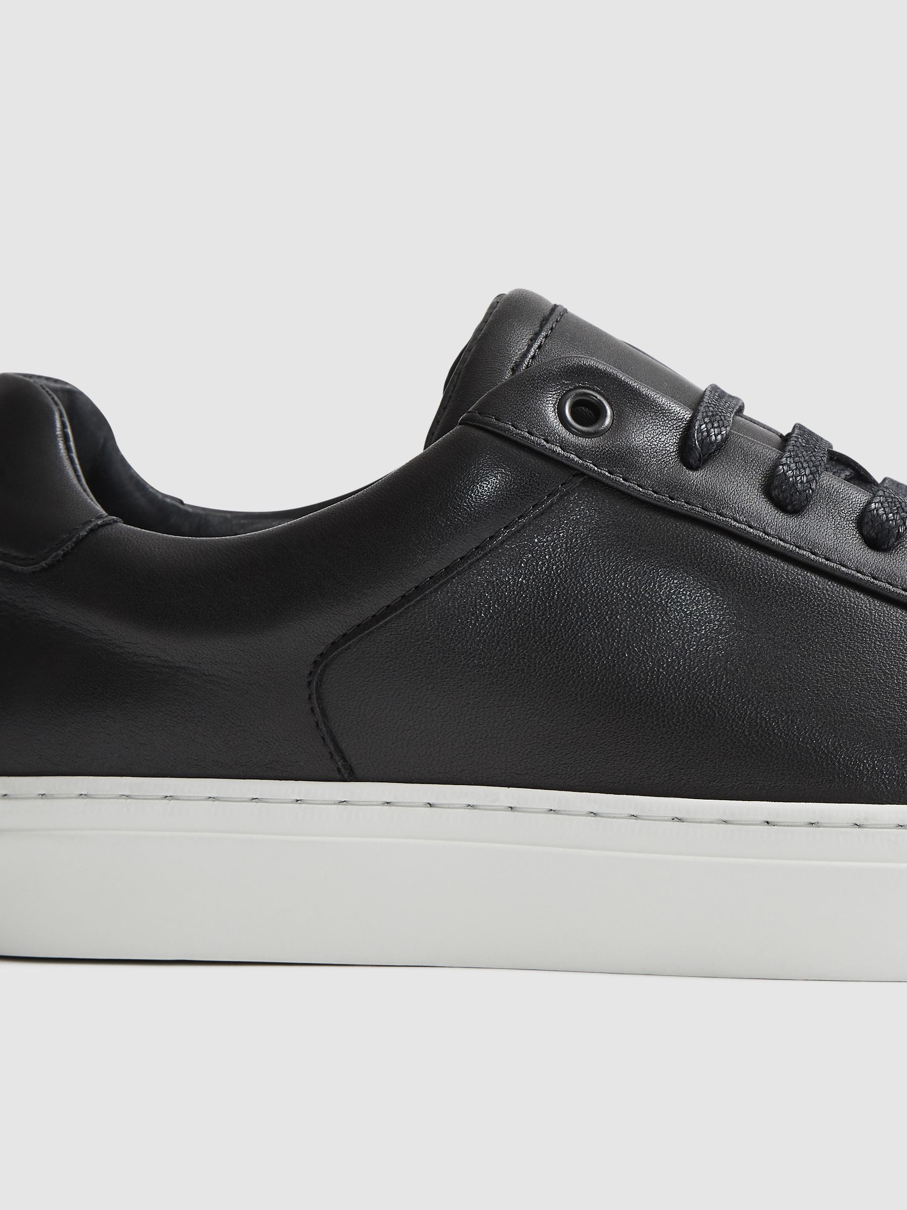 Leather Low Top Trainers in Black