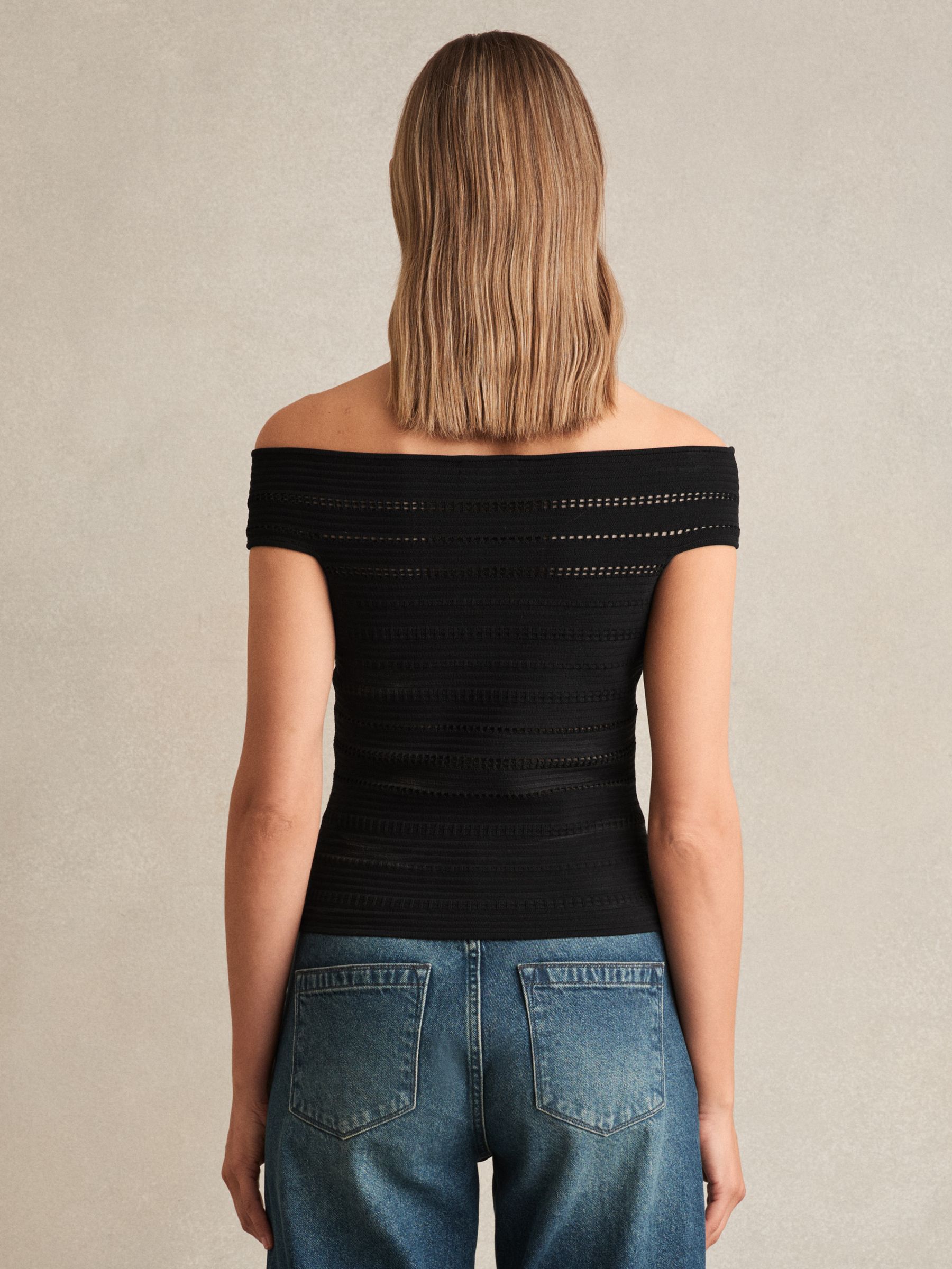Bardot Open Knit Top in Black