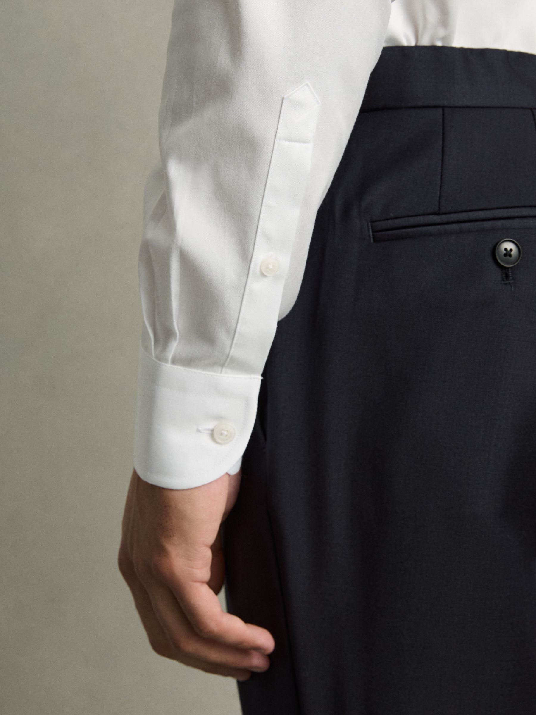 Regular-Fit Cotton Pin-Collar Shirt in White