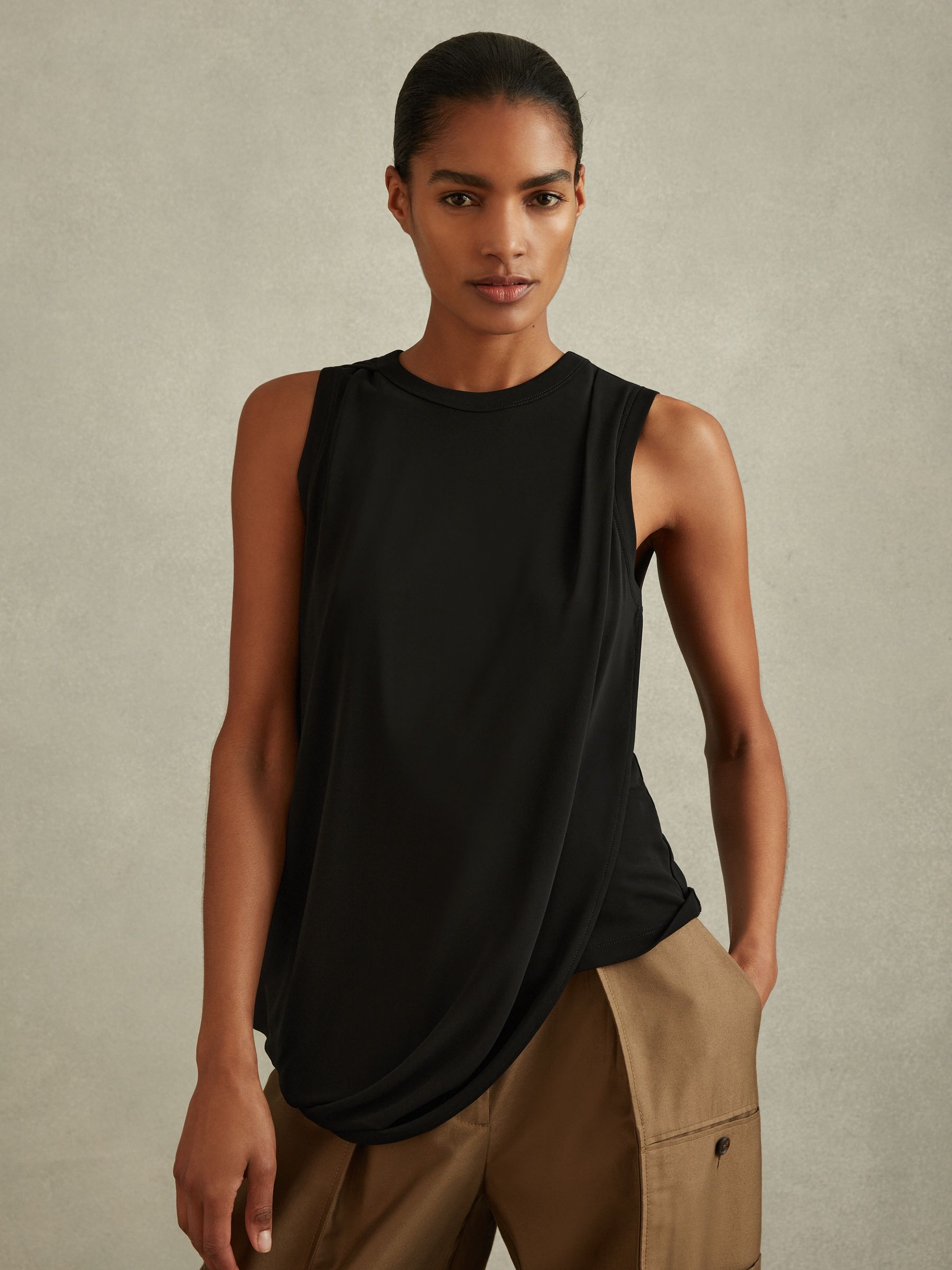 Draped Layered Top in Black