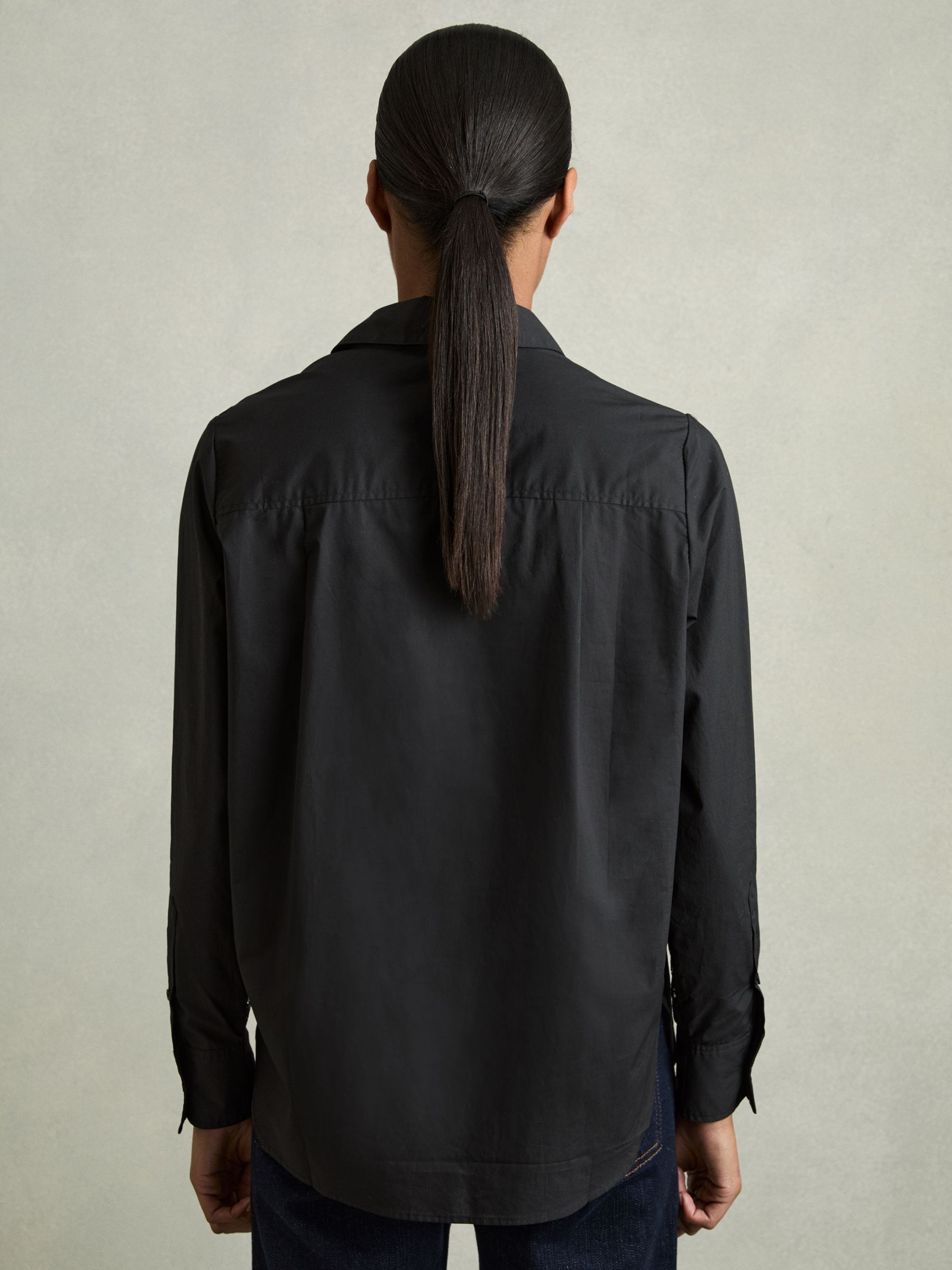 Lace-Front Shirt With Cotton in Black