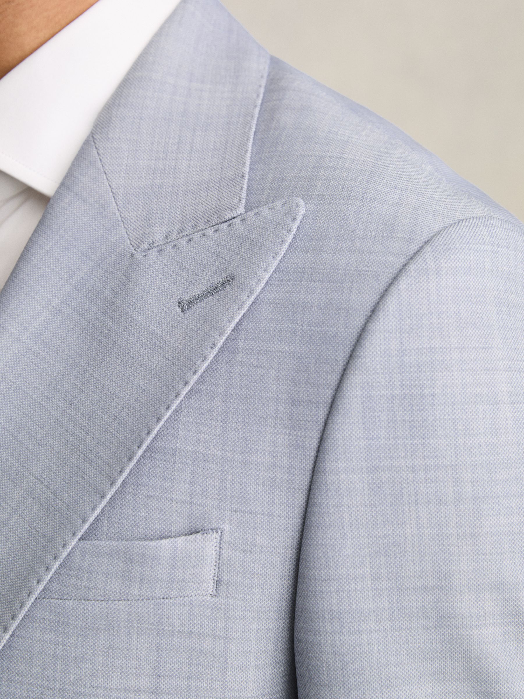 Single-Breasted Textured Blazer Slim-Fit With Wool in Soft Blue