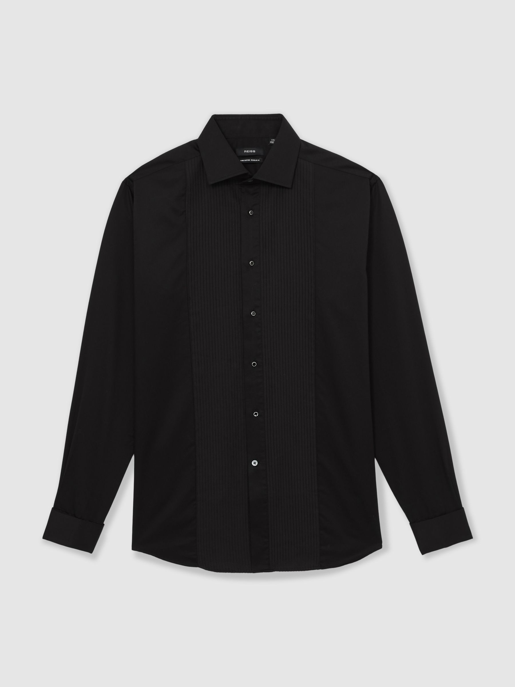 Regular Fit Cotton Double-Cuff Dinner Shirt Regular-Fit in Black
