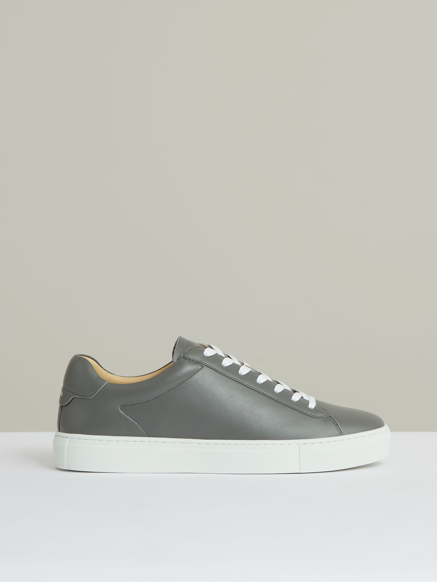 Leather Low-Top Trainers in Graphite Grey