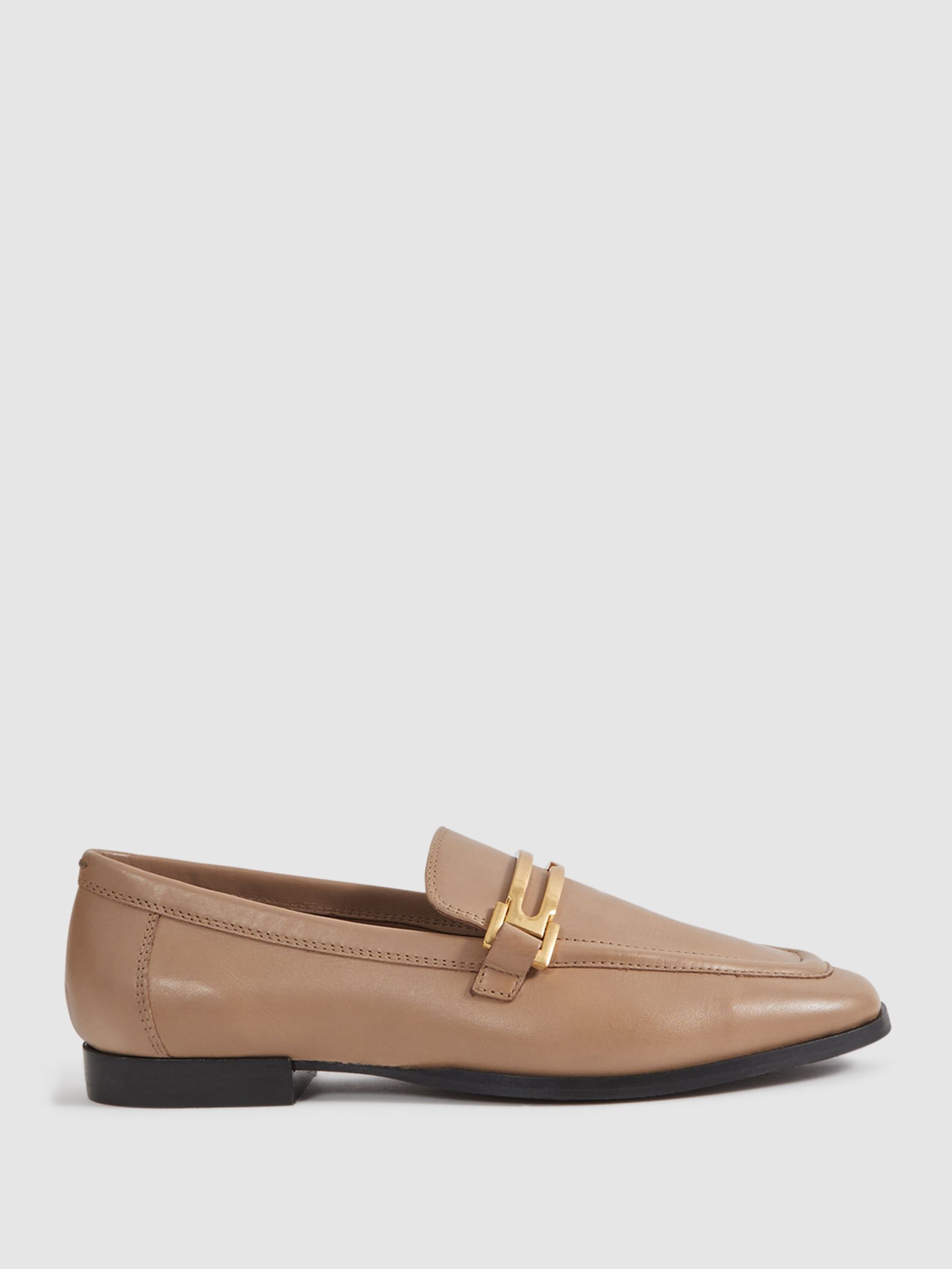Leather Rounded Loafers in Nude