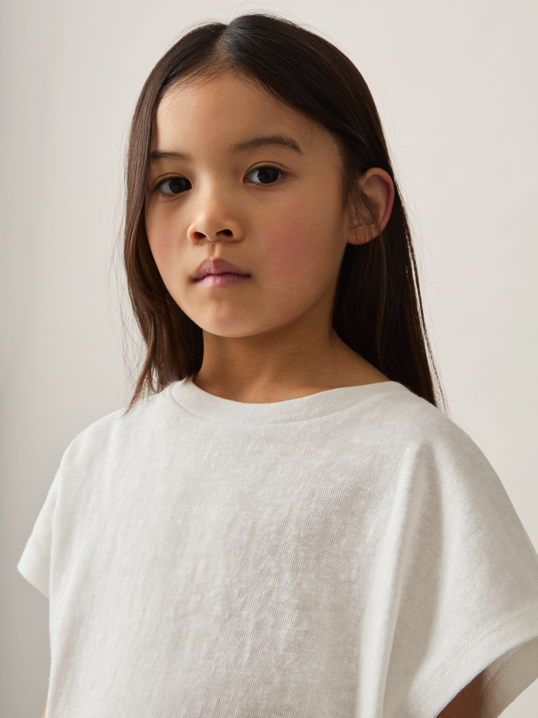 4-9 yrs Oversized Cotton-Blend T-Shirt in Ivory